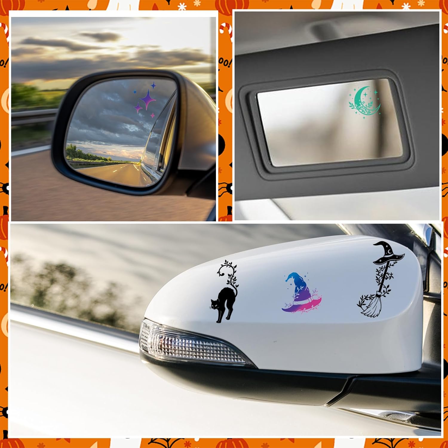 Dazoratix Halloween Rearview Mirror Decal - 6 Pcs Witch Car Accessories image 4