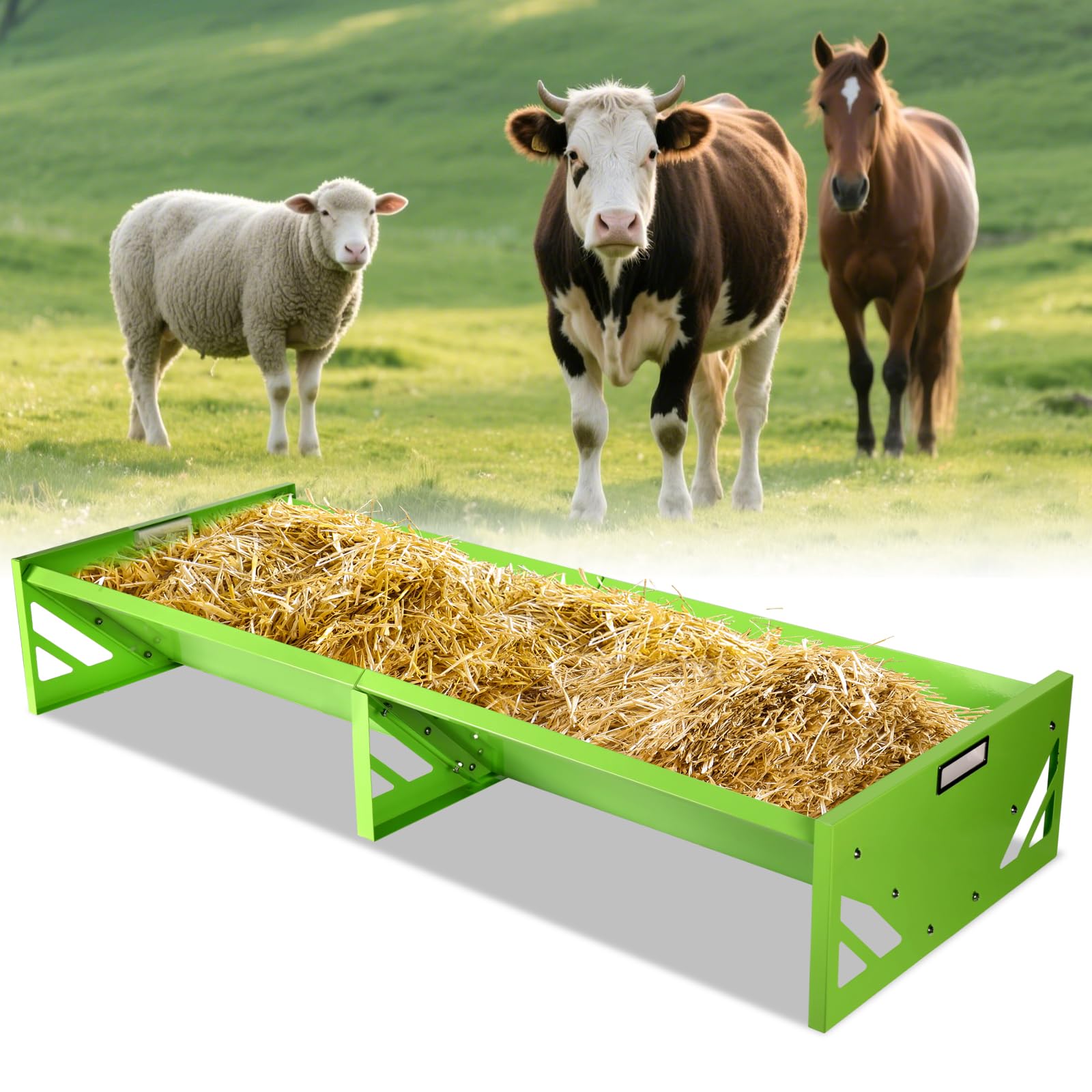Comedero para Cabras 138 Cm Comedero para Ganado Comedero de Gran Capacidad Comedero MetáLico Comedero Resistente para Caballos Comedero para Ganado Vacuno, Vacas, Caballos, Ovejas, Cabras y Terneros