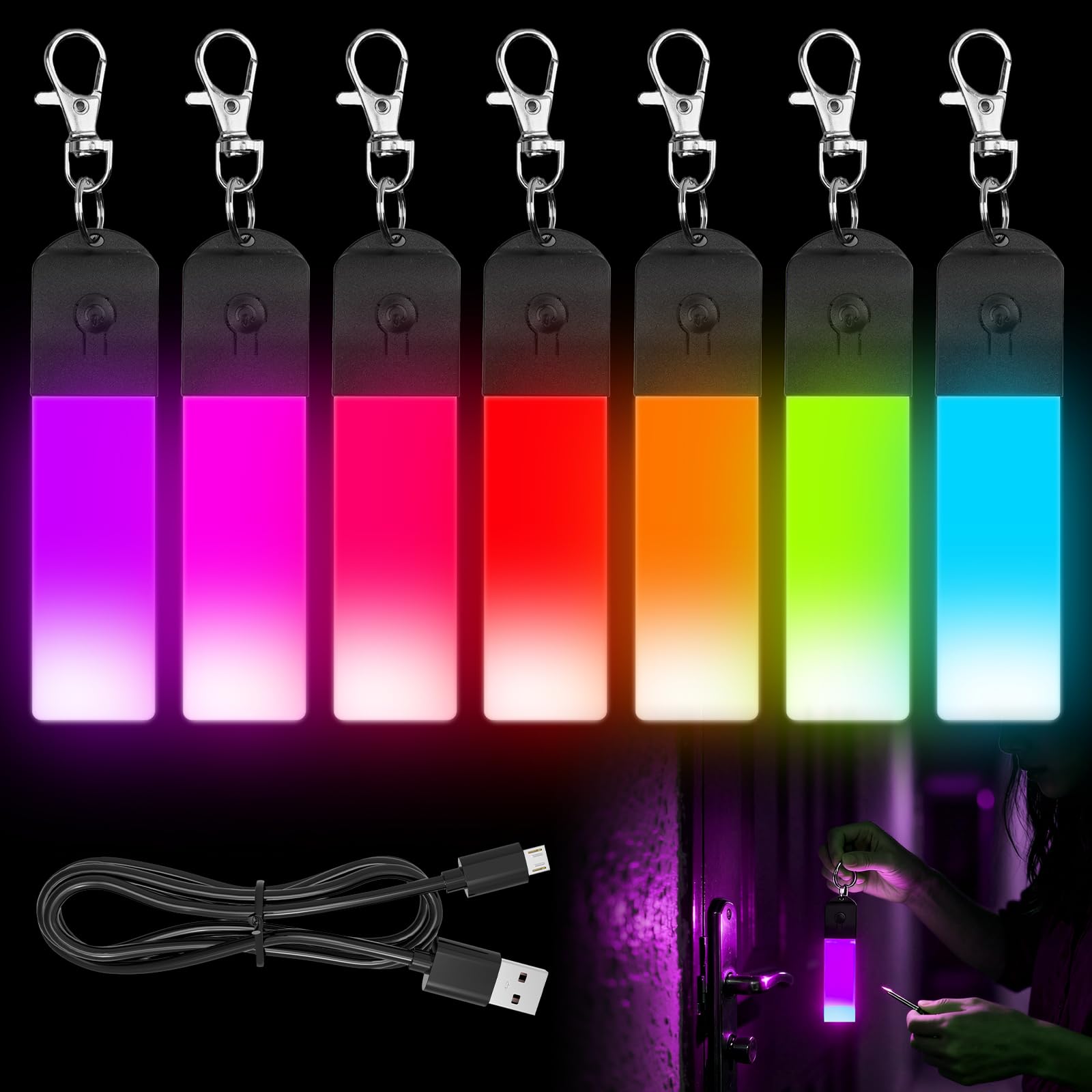 HOSPAOP LED Blinklicht Schulranzen Kinder 7 Stück USB aufladbar Reflektoren Rucksack Licht Reflektor Anhänger Sicherheitslicht für Schulranzen Tormacuster Laufen Joggen Kinderwagen