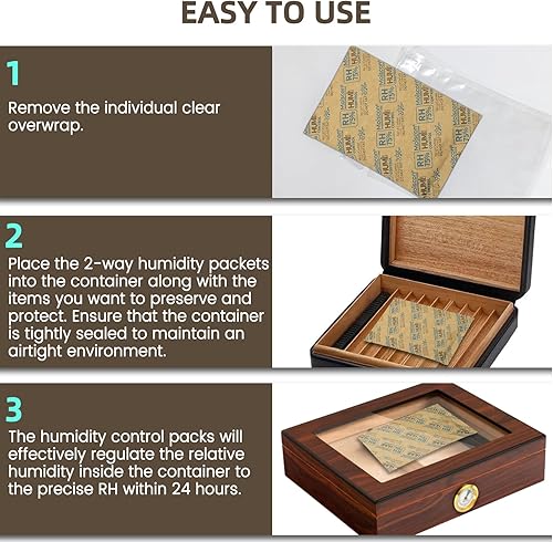 Miniatura 99 de Paquete de 30 paquetes de control de humedad bidireccional de 62% HR 0.28 oz para almacenar paquetes de control de humedad de 1 oz, tamaño 8 62%