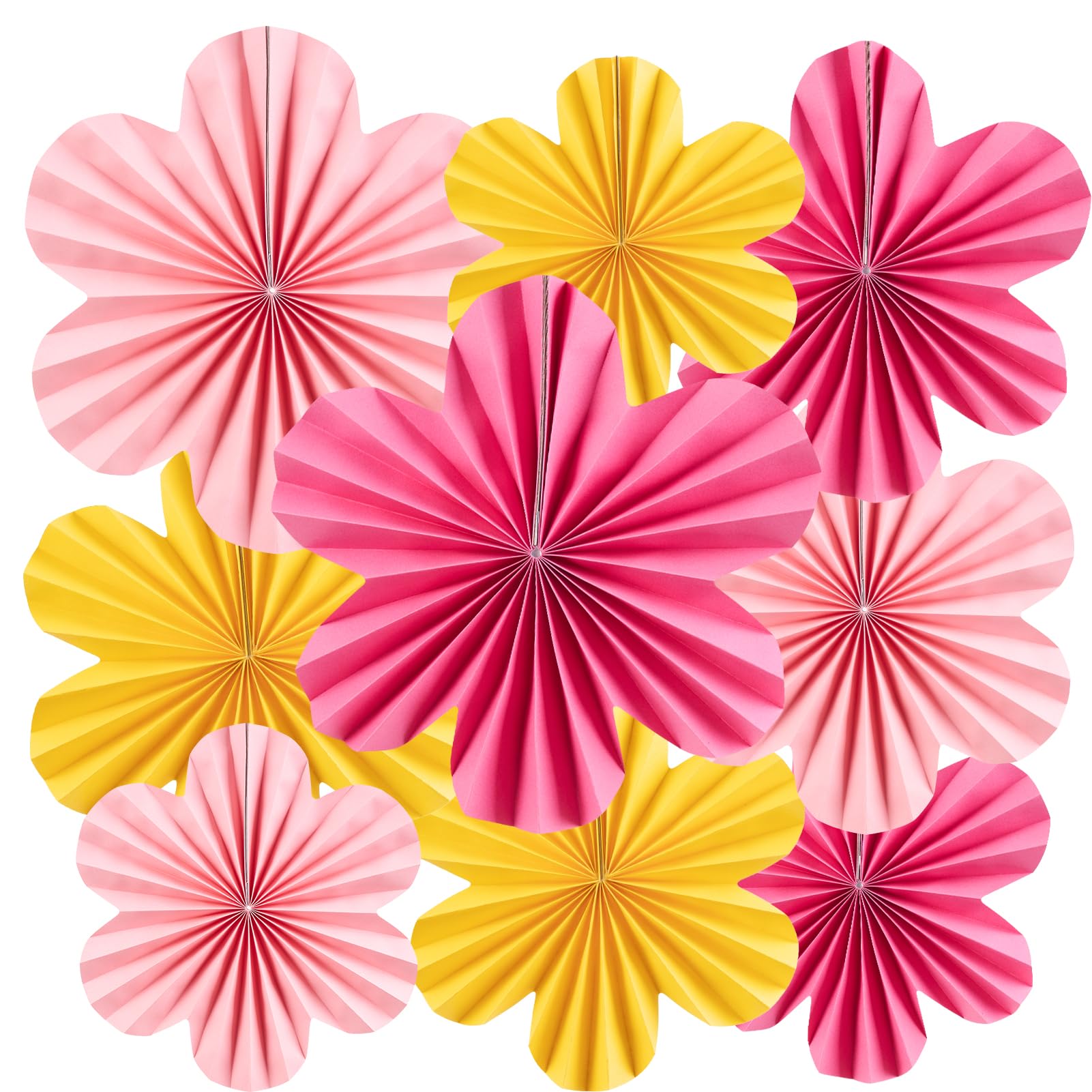 Auliuse Set 13 Ventagli Di Carta Rosa Per Decorazioni Feste - Diametro 30/25 Cm, Fai Da Te Per Compleanni, Matrimoni, Baby Shower