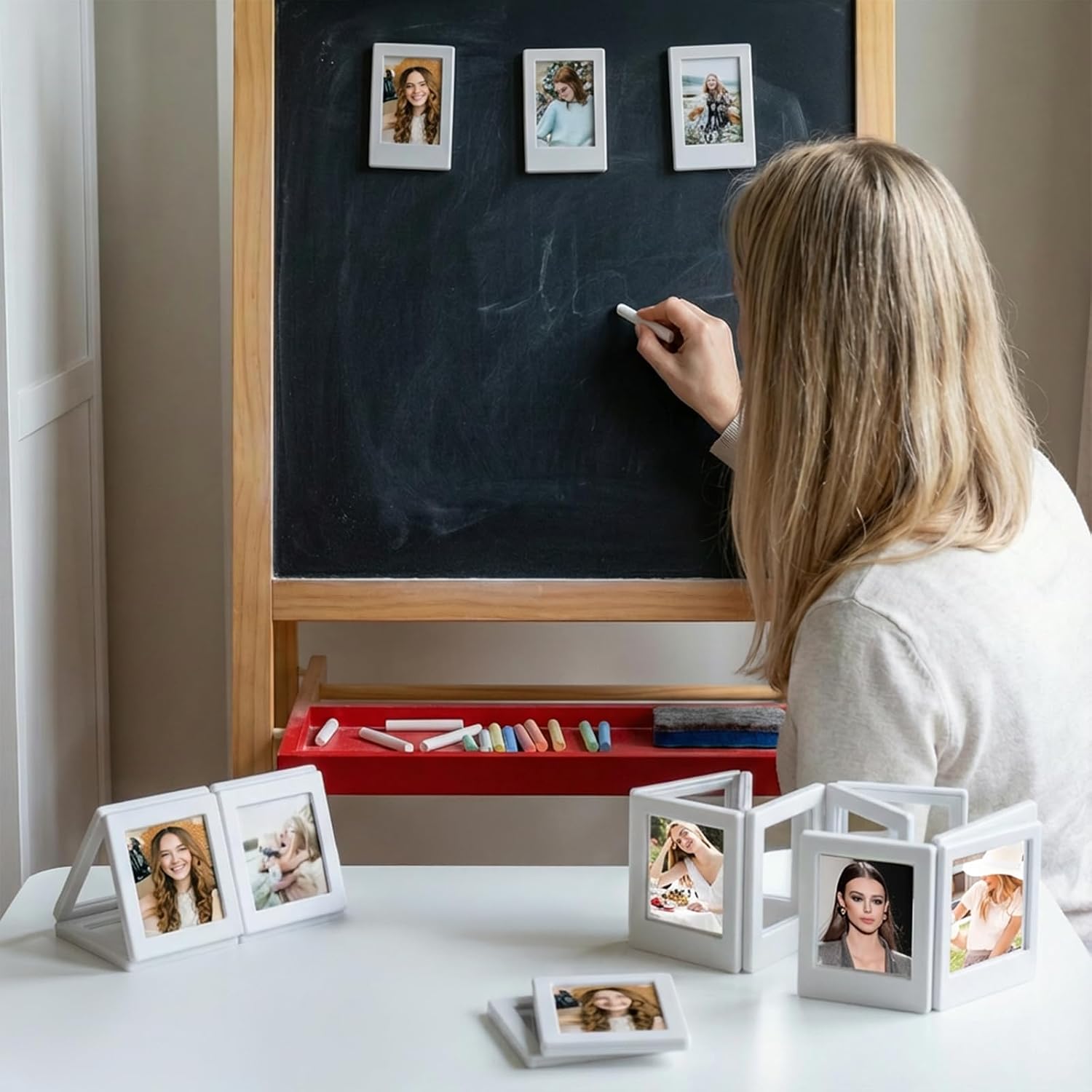 30 Pack Magnetic Picture Frame, 2x3 Inch Picture Frame for Refrigerator White Wallet Size Magnetic Photo Frames Compatible with Fujifilm Instax for Refrigerator Fridge Table Office