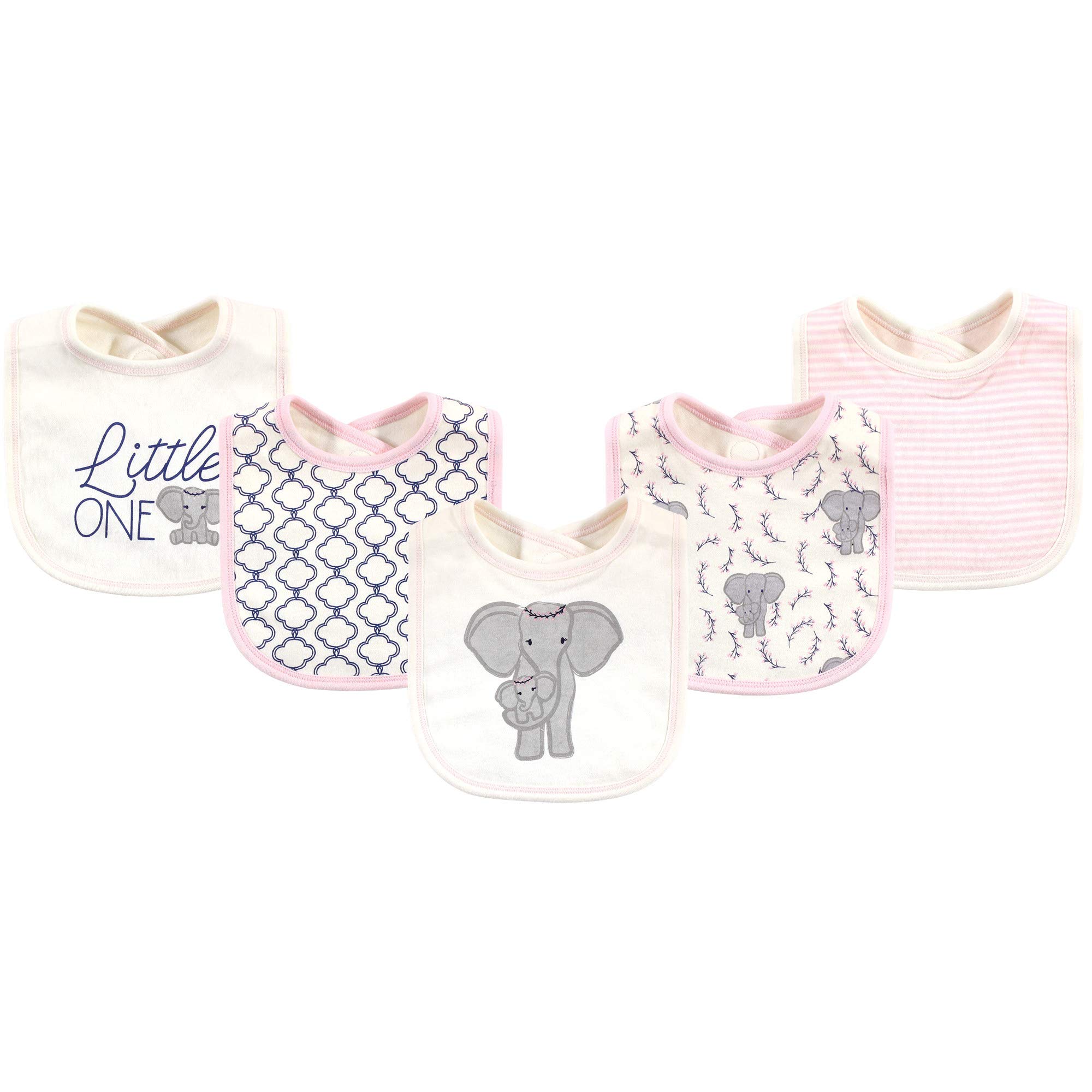 Touched by Nature Unisex Baby Organic Cotton Bibs, Girl Elephant, One Size