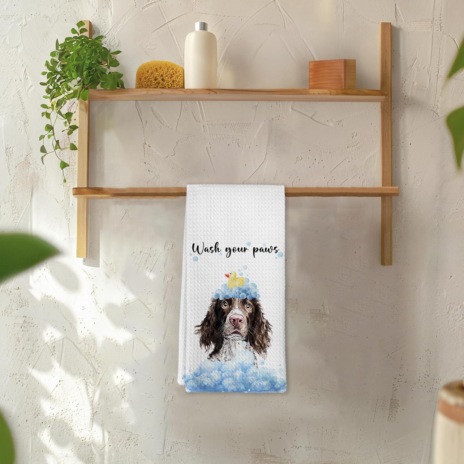 Funny Springer Spaniel Dog Bathroom Hand Towels, English Springer Spaniel Dogs Gifts for Men Women, Dog Decorative Hand Towels for Bathroom Decor, Wash Your Paws Kitchen Dish Towel, 16x24 Inch - Image 5
