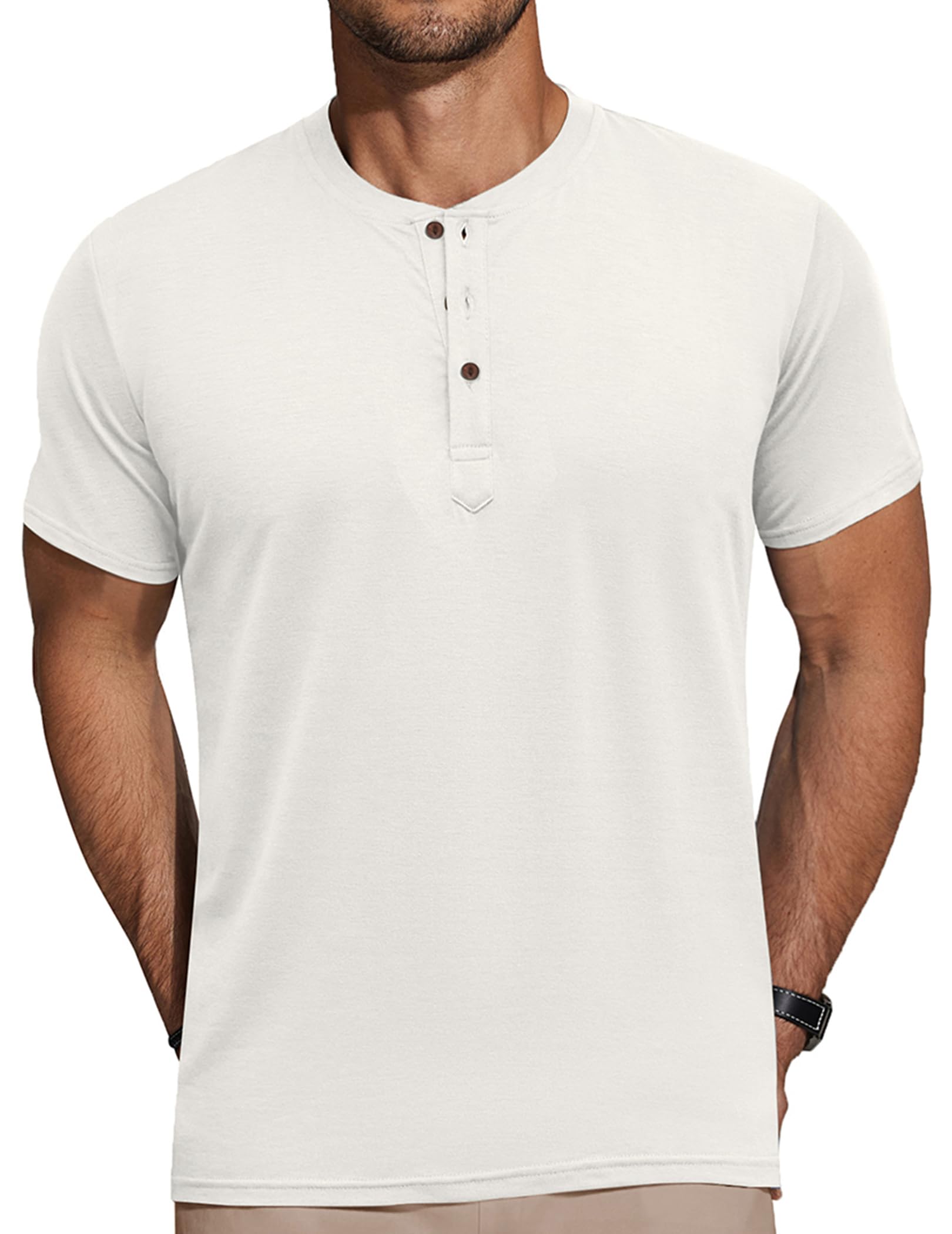 COOFANDY T Shirt für Herren Henley T-Shirt Sommer Tshirt mit Knopfleiste Kurzarmshirt Henley Shirt Kurzarm Casual T-Shirts Basic Tshirts