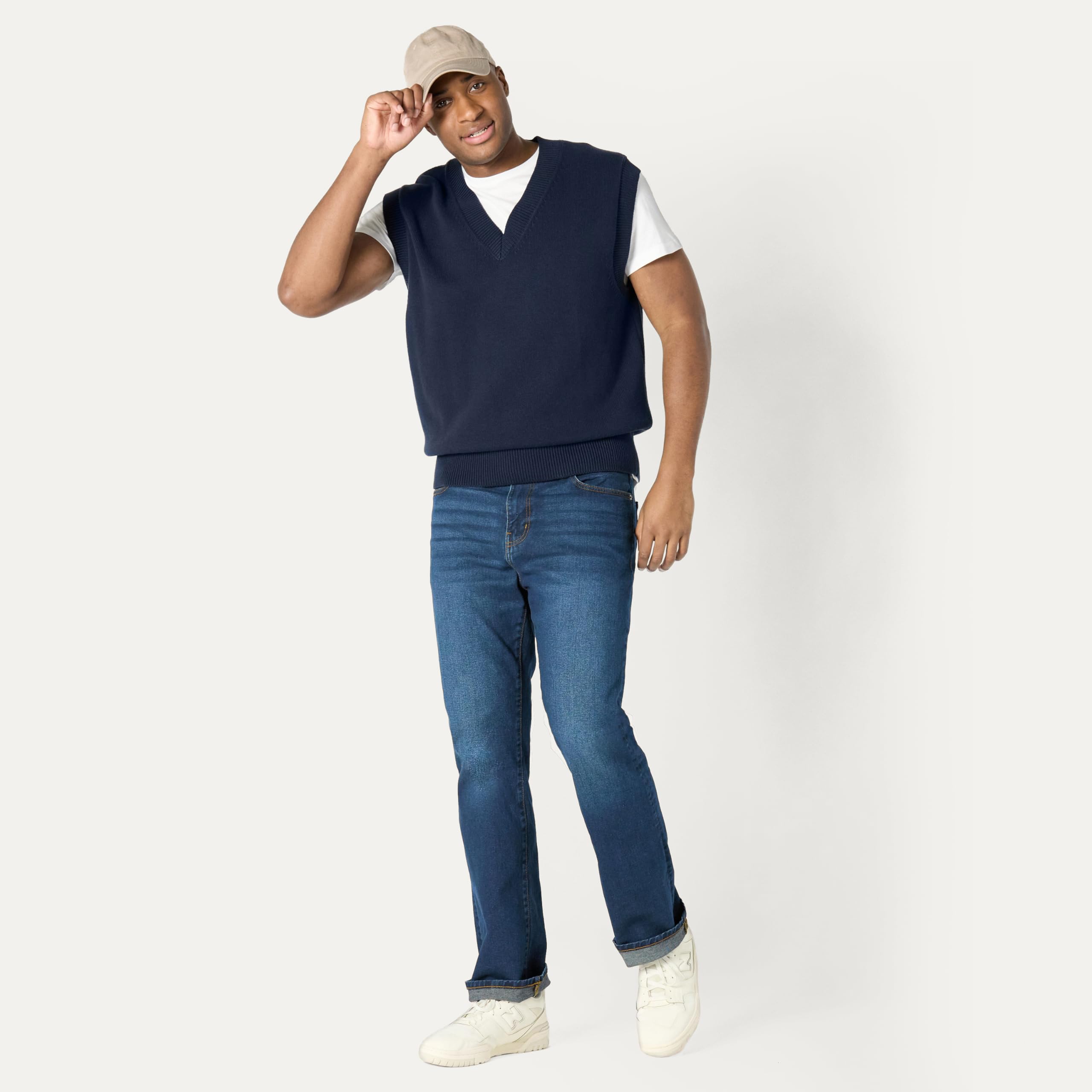 Amazon Essentials Homme Pull sans Manches à Col en V et Coupe Décontractée