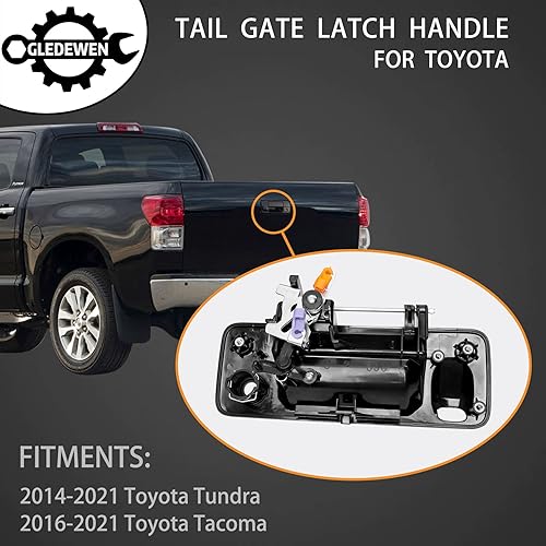 Miniatura 3 de Gledewen Manija de Compuerta Trasera Manija de Pestillo de Compuerta Trasera con Orificio para Cámara  Compatible con Toyota Tundra 2014-2021,