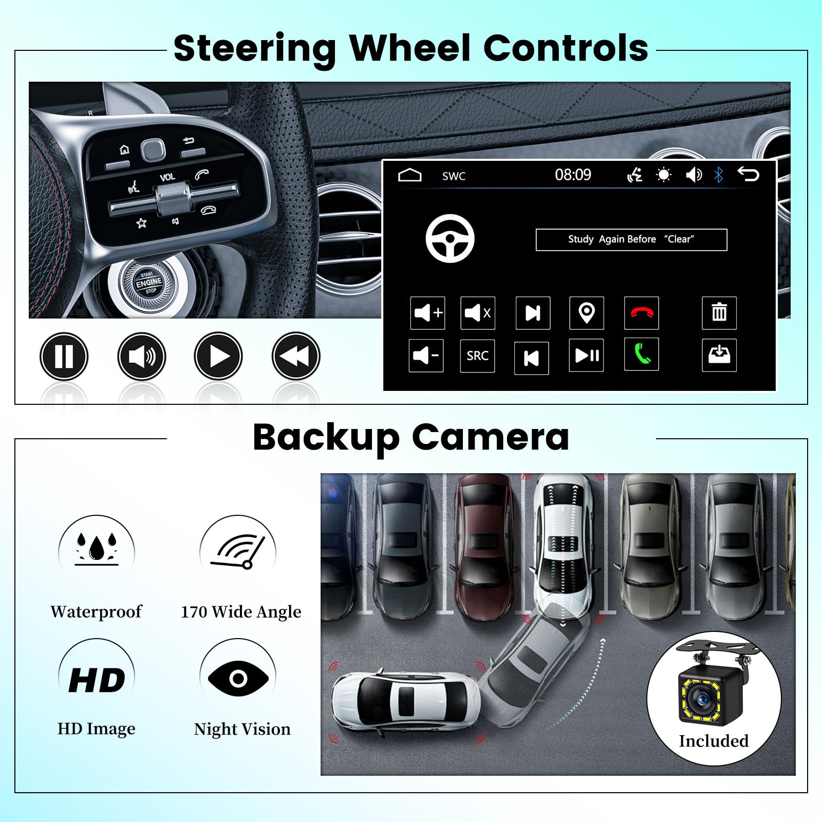 Autoradio 1 DIN Bluetooth, Schermo Retrattile da 7 Pollici Touchscreen Auto Stereo Mirror Link FM RDS USB Type-C AUX Microfono Telecamera di Backup