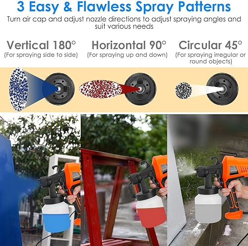 Miniatura 3 de HVLP - Pistola pulverizadora eléctrica HVLP, contenedor de 3 patrones, fácil de limpiar, 700 W de alta potencia HVLP pintor en aerosol portátil para