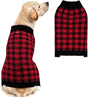 Vista 30 de PUPTECK - Suéteres para perros grandes, medianos y pequeños - Estilo clásico a cuadros de otoño, abrigo de invierno para cachorros, ropa cálida