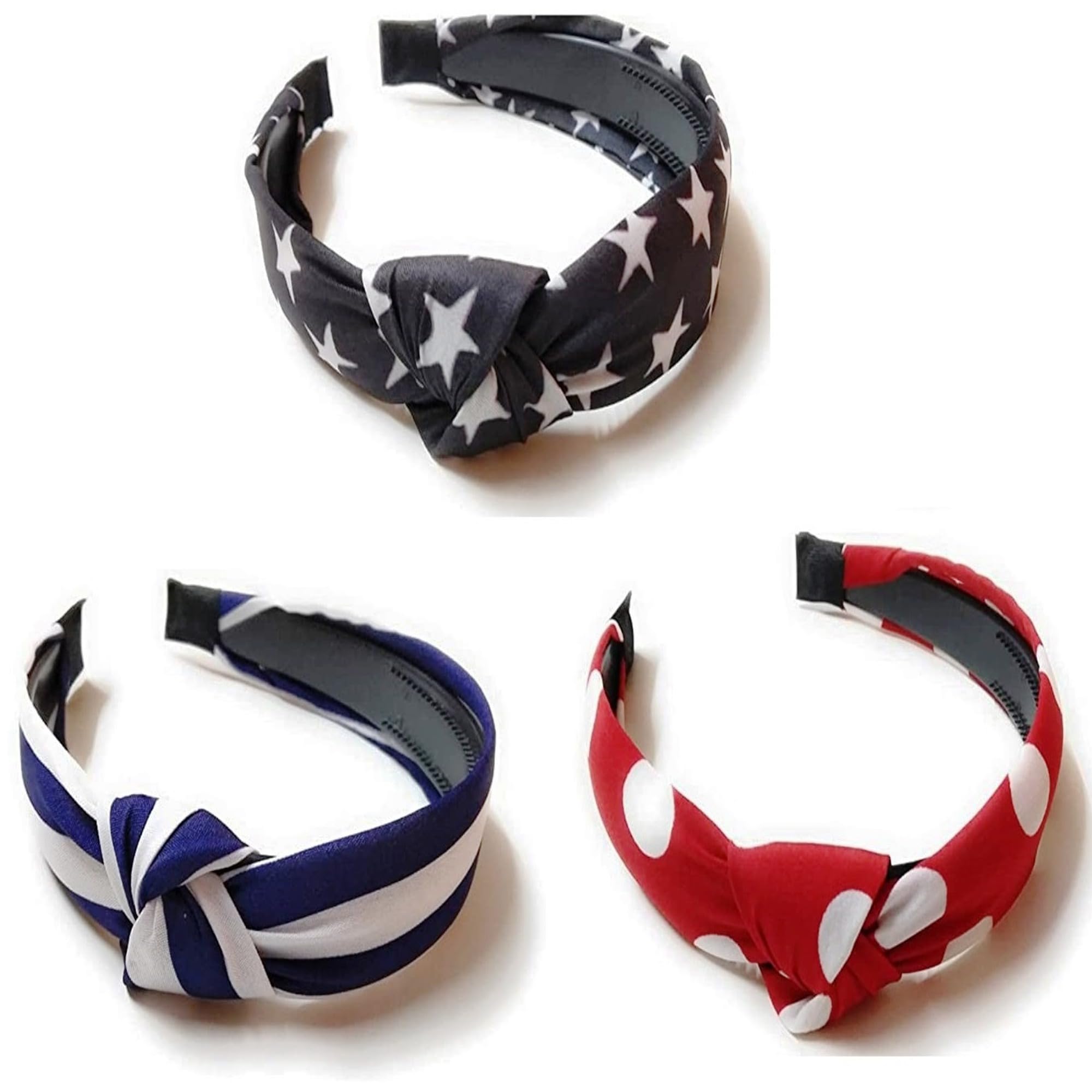 DIAN Multicolor Bow Hairband Pack of 3 Printed Korean Style Fabric Knot Plastic Headband, Stylish Hair Accessories for Girls, Teens and Women (B09RMP7XM8) Amazon Price History, Amazon Price Tracker