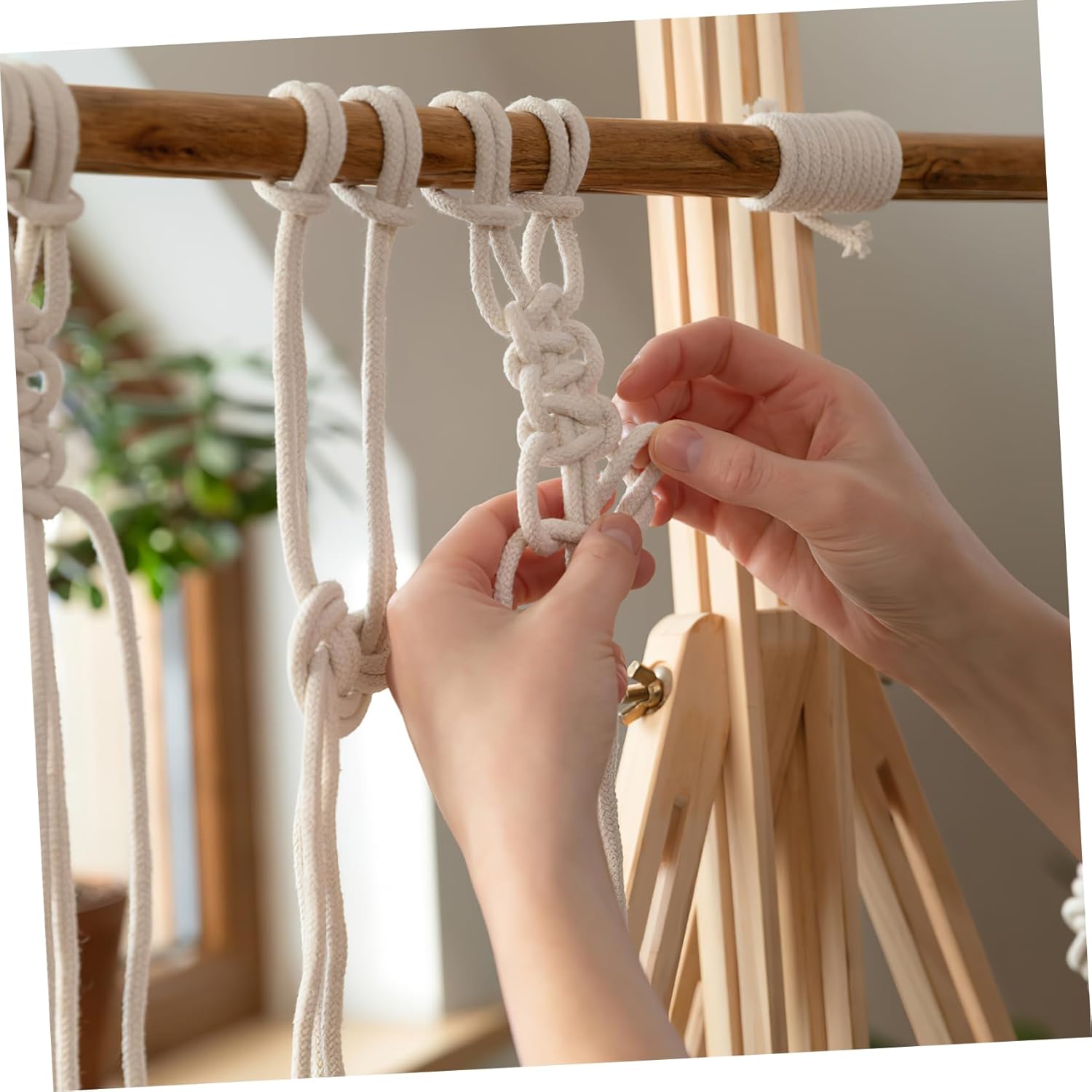 jojofuny Natural Cotton Cord for Macrame Craft 2 Rolls of 100% Cotton Rope for DIY Decorations 100 Yards Each Soft and Sturdy for Weaving and Knitting Projects