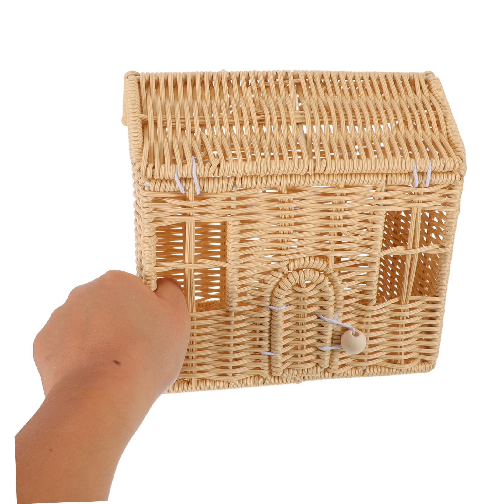 ABOOFAN Cesta Tejida con Asa de Casa Pequeña Cesta de Dulces Navideña Decorativa para Regalos de Fiesta de Shower Bodas y Celebraciones Navideñas