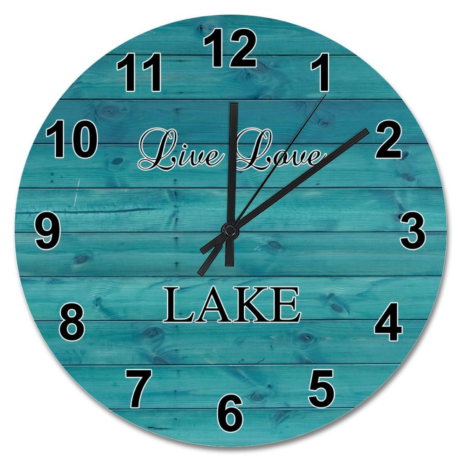 Horloge murale en bois craquelé bleu style ferme déco silencieuse salon bureau 38 cm