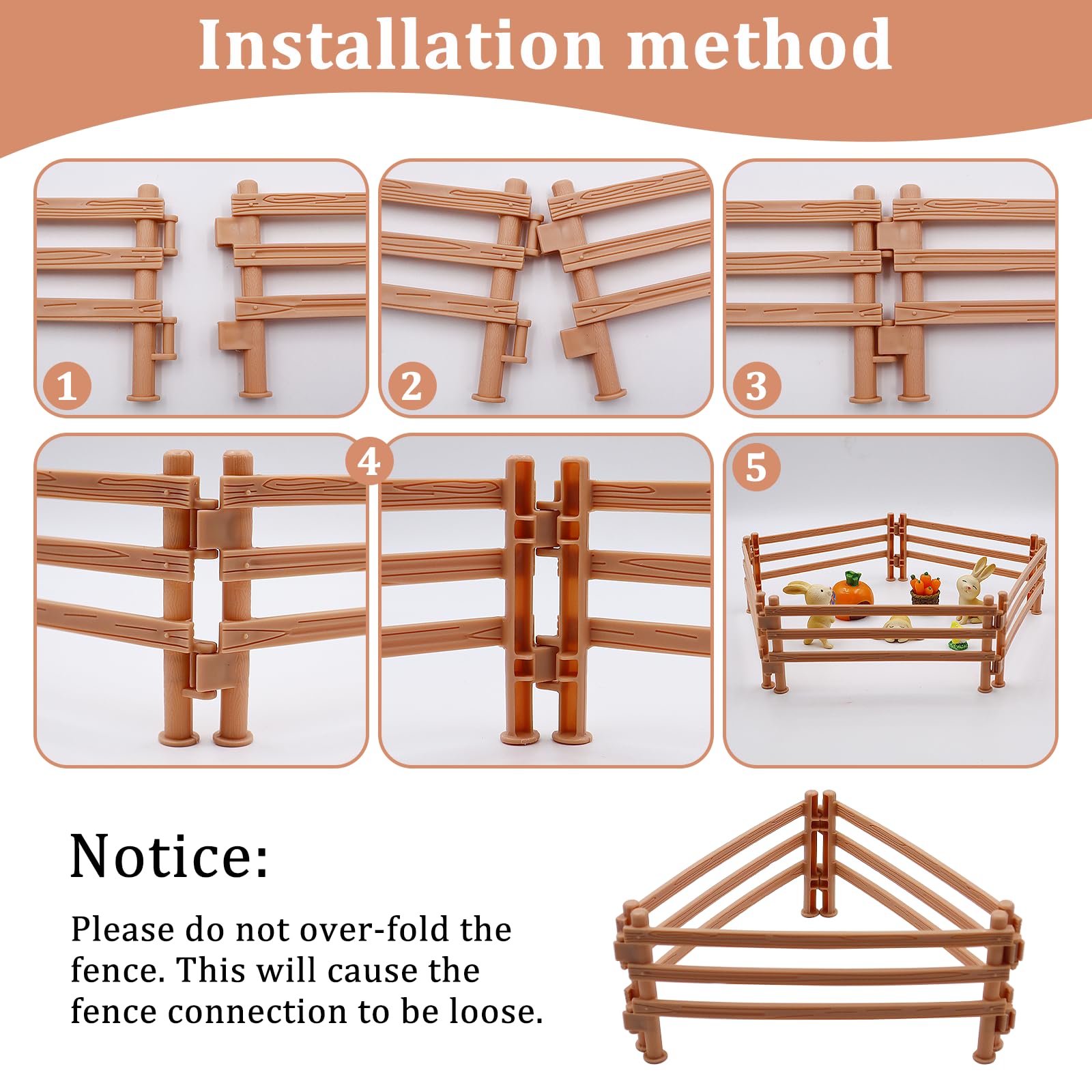 OMJMYY Toy Fence 40PCS Horse Corral Fencing Accessories Playset Plastic Farm Fence Toy for Barn Paddock Horse Stable Farm Animal Fence Educational Gift for Kids Toddler - Image 3