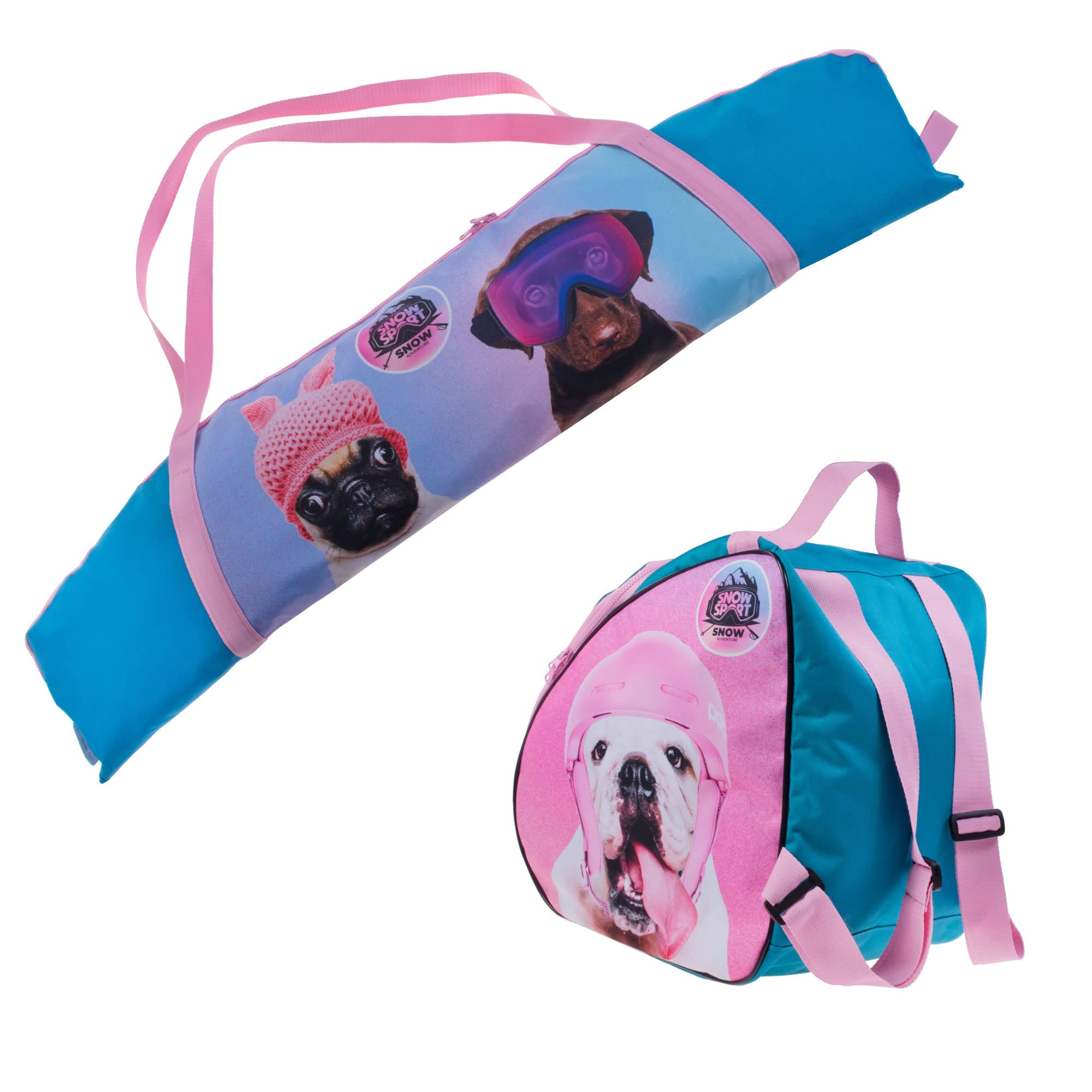 Ensemble enfant : sac de ski + sac à chaussures de ski pour paire de skis jusqu'à+ bâtons + chaussures + casque | sac de ski + sac pour chaussures de ski | sac de ski | cases de ski avec sangle de