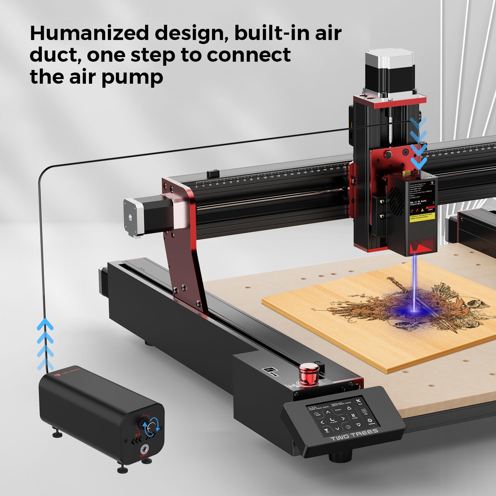 TwoTrees TC20 20W Lasermodul kompatibel mit CNC Fräsmaschine TTC450/TTC450 pro/TTC450 Ultra, für Holz, MDF, Edelstahl & Leder