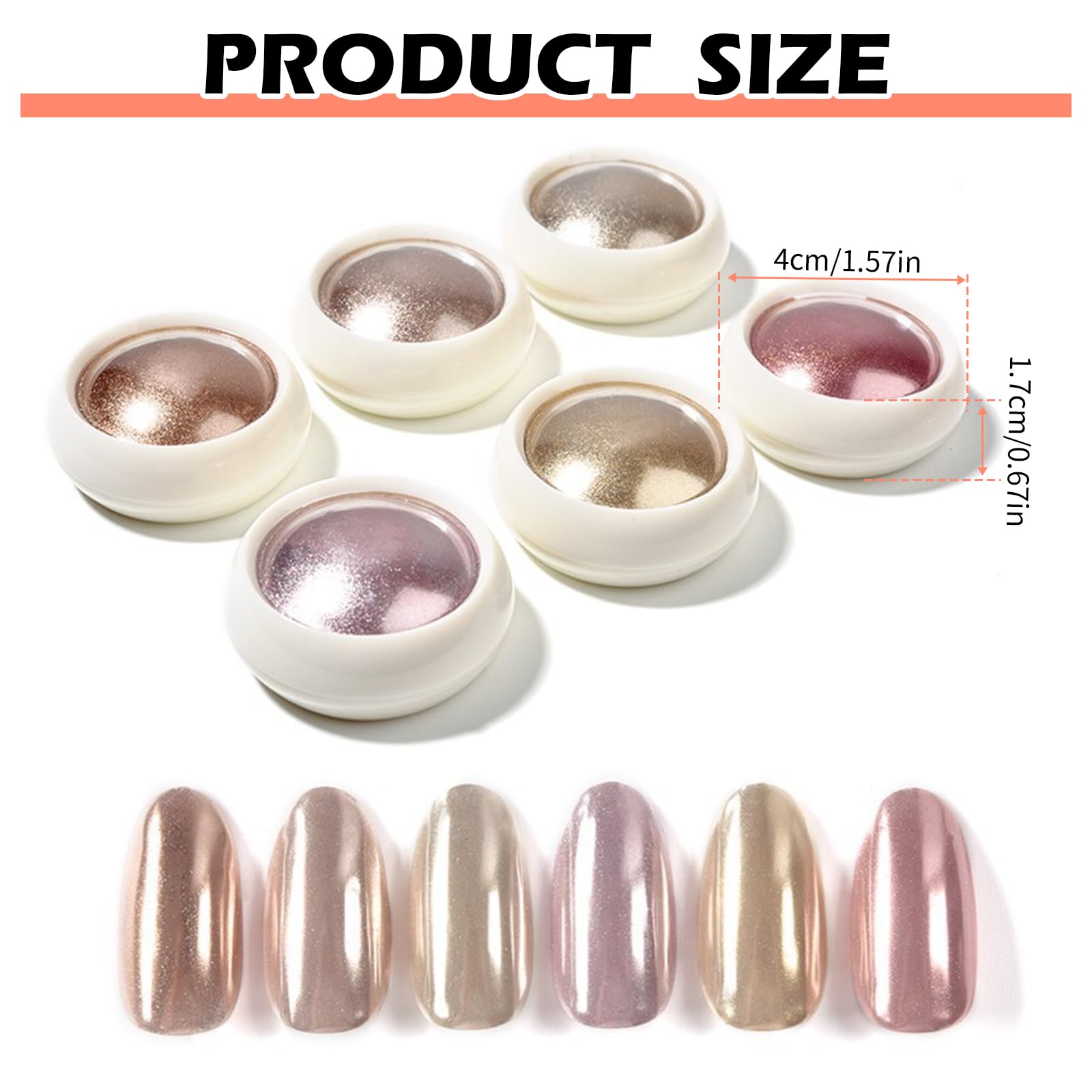 wlertcop 6pcs Chrome Nail Powder, Shiny Nail Art Powder, Chrome Powder for Nails Rose Gold Mirror Effect Nail Powder - Image 2