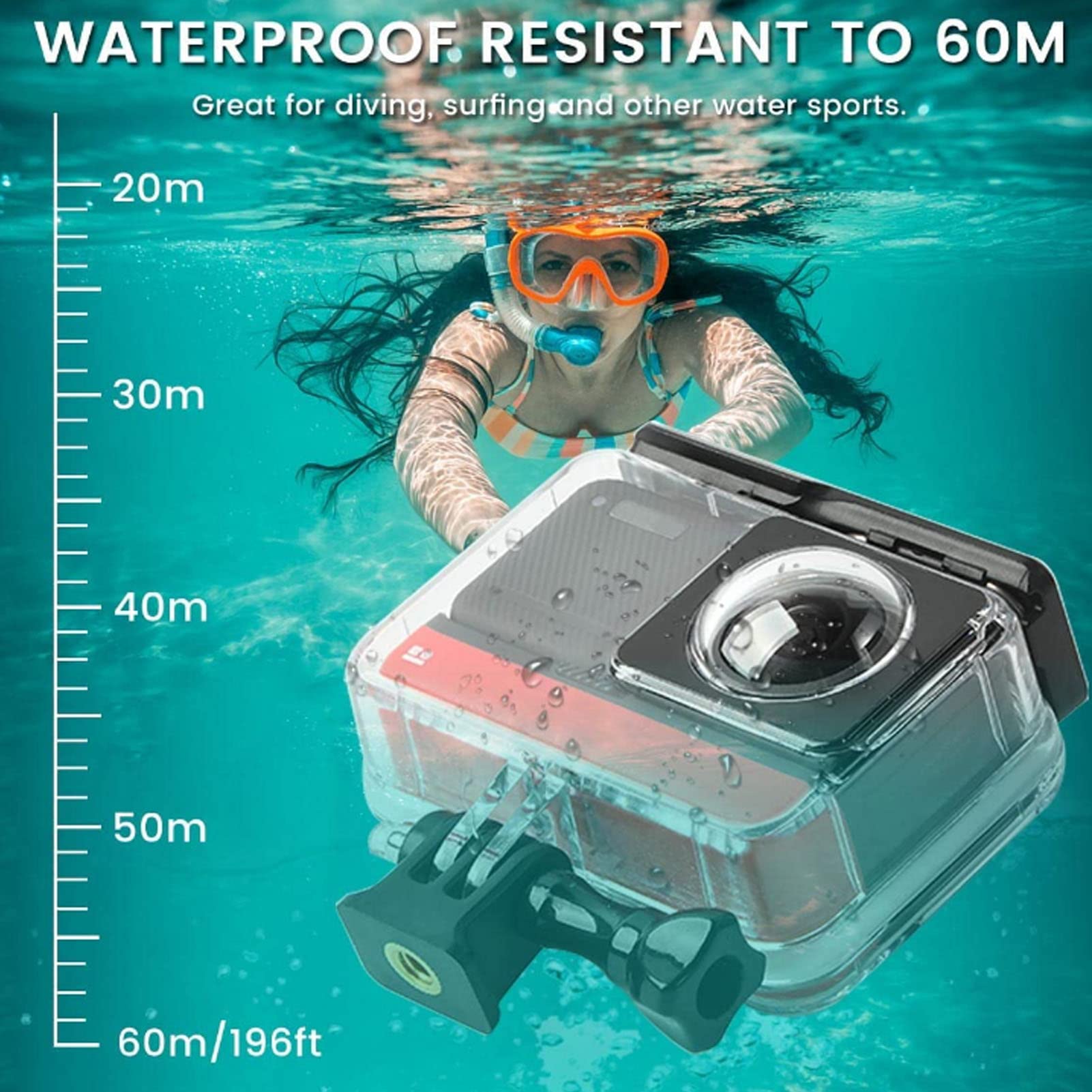 Boîtier de Plongée pour One RS, Boîtier de Protection étanche, étanche jusqu'à 30 M de Profondeur, pour la Plongée, Le Surf, la Plongée en Apnée