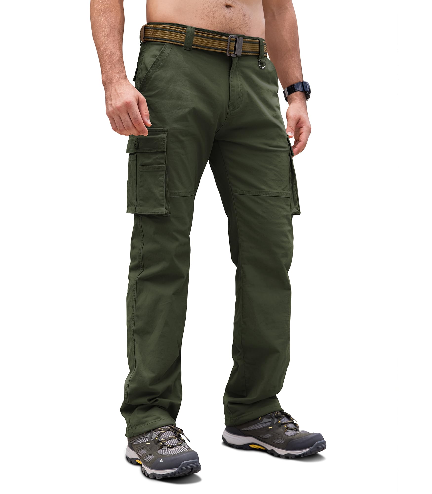 Cindeyar Cargo Trousers Men's Relaxed Fit Cotton Hiking Trousers Men's Casual Work Trousers Men Outdoor Military Tactical Trousers with Multiple Pockets