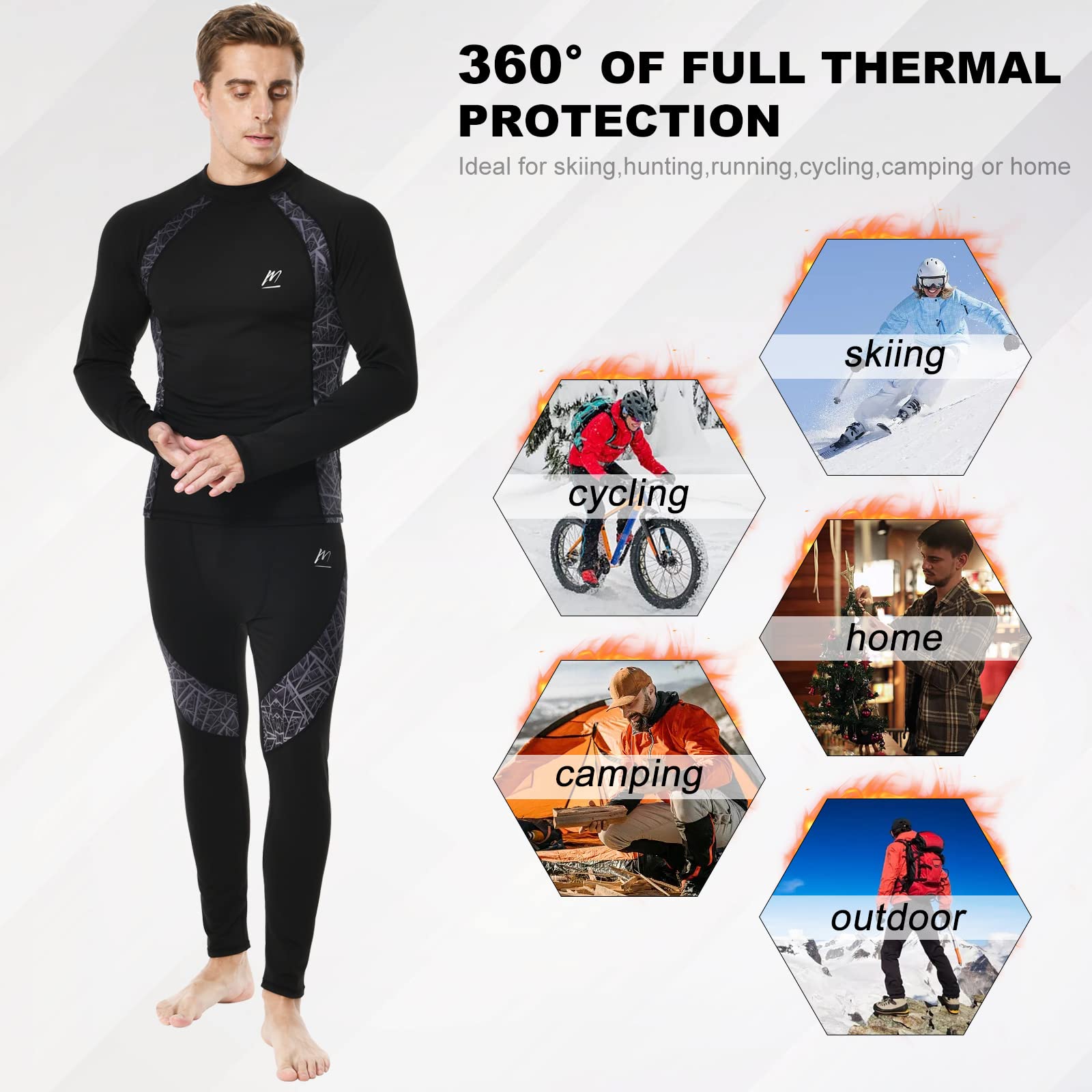 Herren Thermounterwäsche Herren Funktionsunterwäsche Atmungsaktiv Thermo Unterwäsche Baselayer-Set