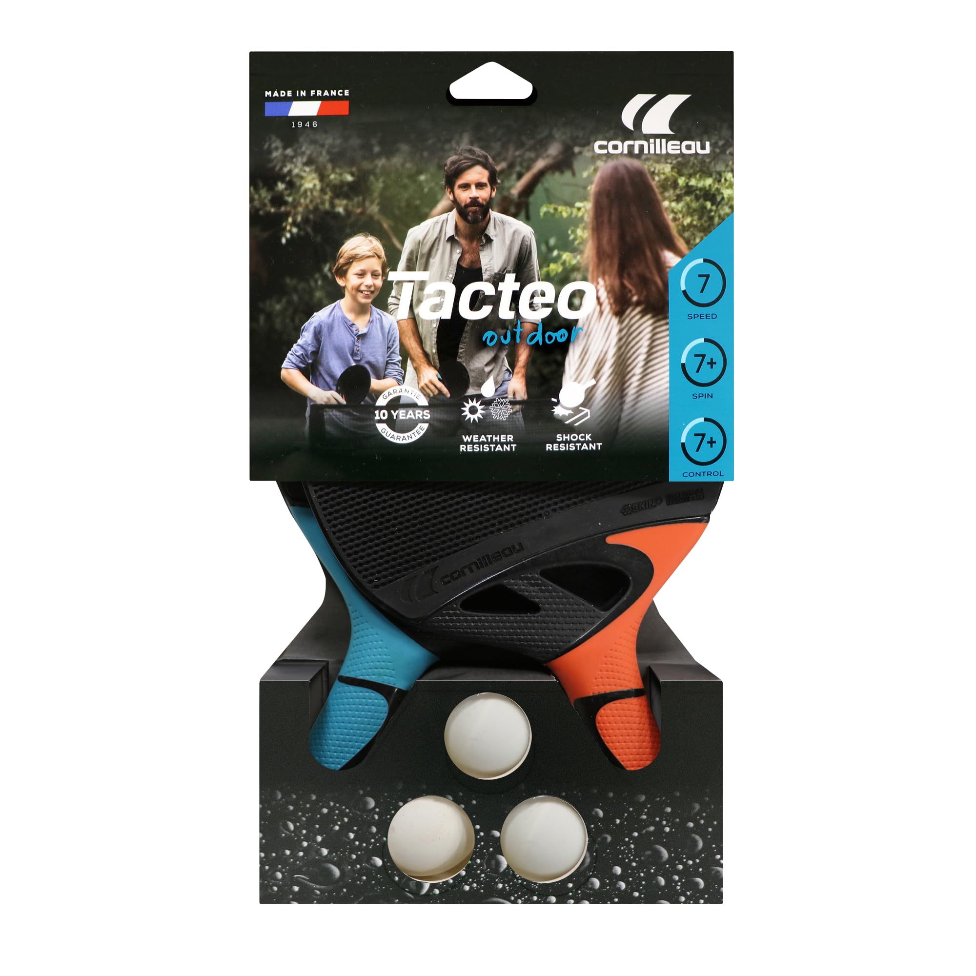 CORNILLEAU - Pack de 2X Raquettes de ping-Pong d'extérieur Ultra résistante - Tacteo Pack Duo