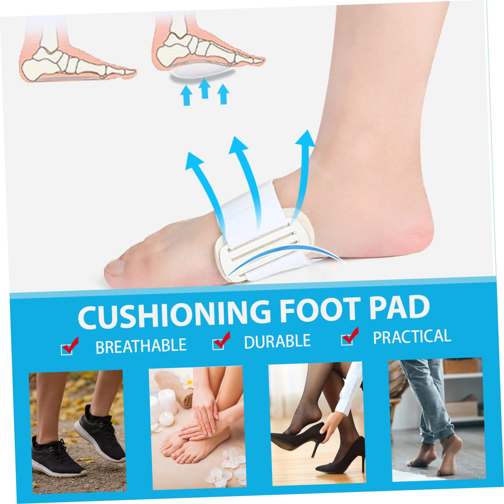 BUTIFULSIC 2pcs Hallux Arch Pad Braces for Plantillas Ortopedicas Para Hombre Practical Arch Cushions Care Arch Foot Pads Orthotic Insoles Bunion Fixer White Emulsion