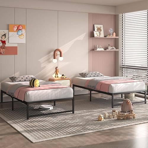 Miniatura 22 de VECELO - Base de cama metálica, no necesita somier, base de colchón, soporte de listones de acero, color negro, tamaño king