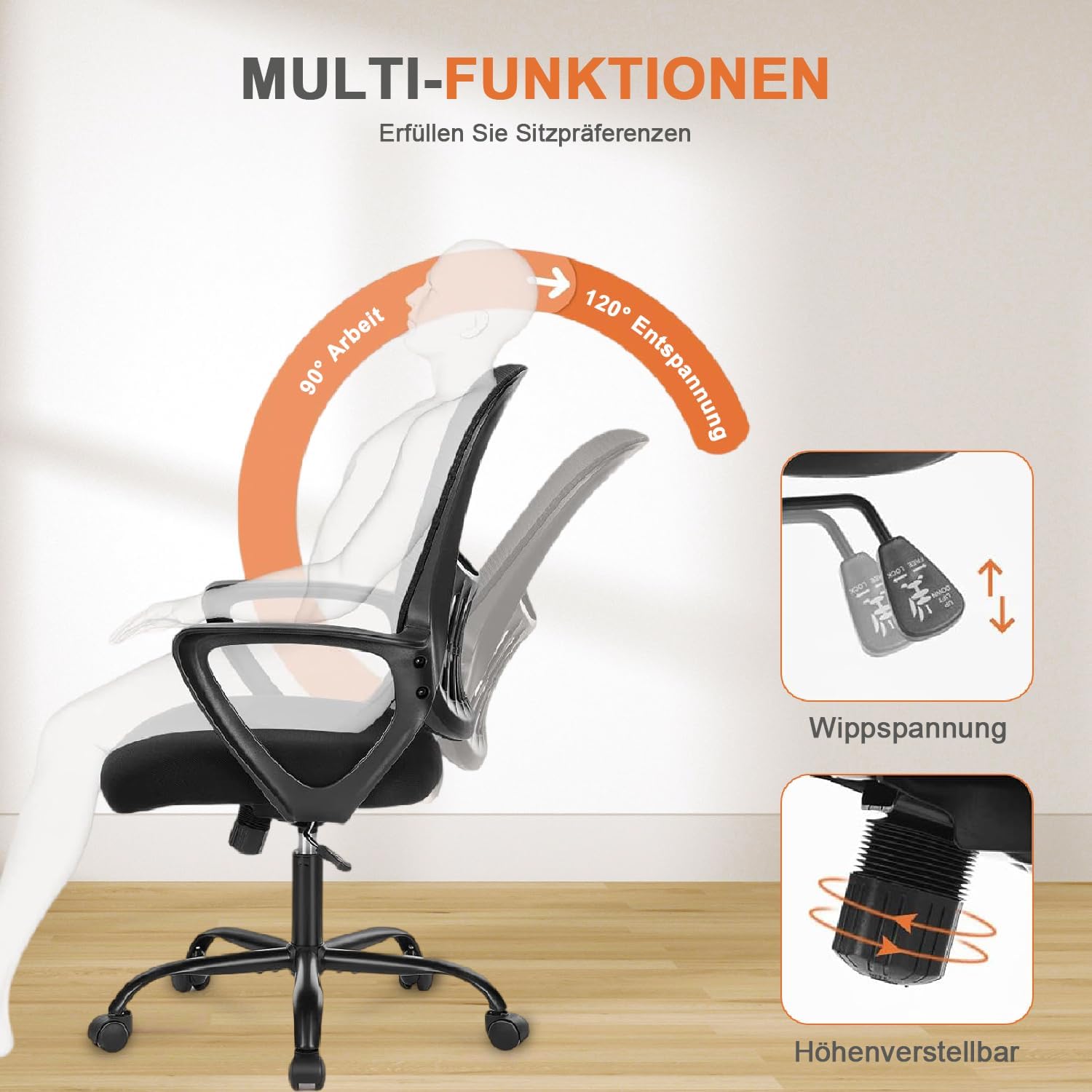 Sedia Da Ufficio Con Ruote E Braccioli Ergonomica Poltrona Per Scrivania Camera