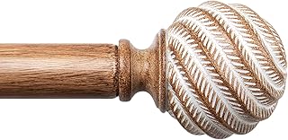 Wood Curtain Rods for Windows 66 to 120 Inches, TONIAL 1'' Adjustable 32...