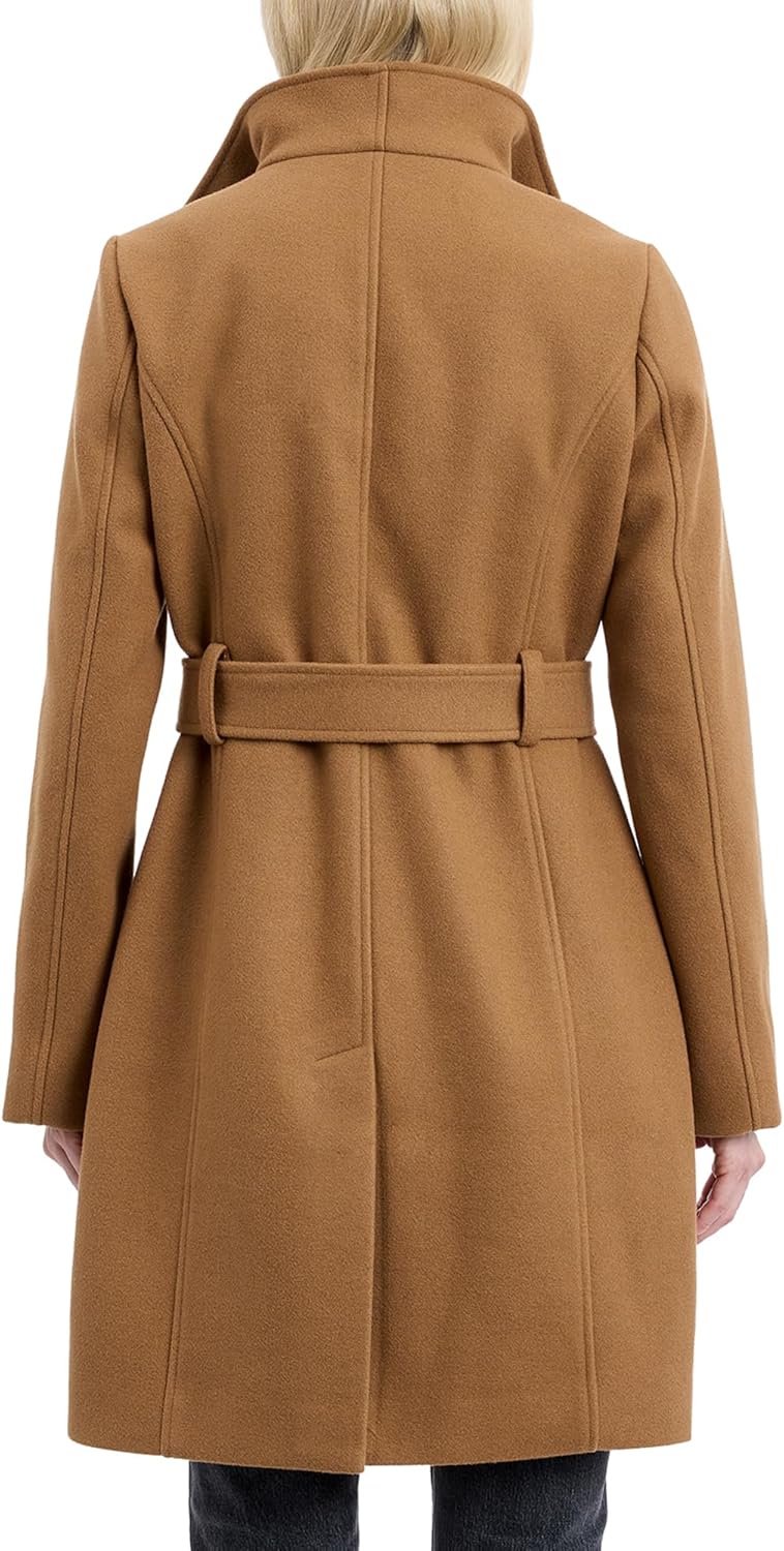 Michael Kors womens Faux Wool Wrap Coat With Belt, Long Winter Coats for Women