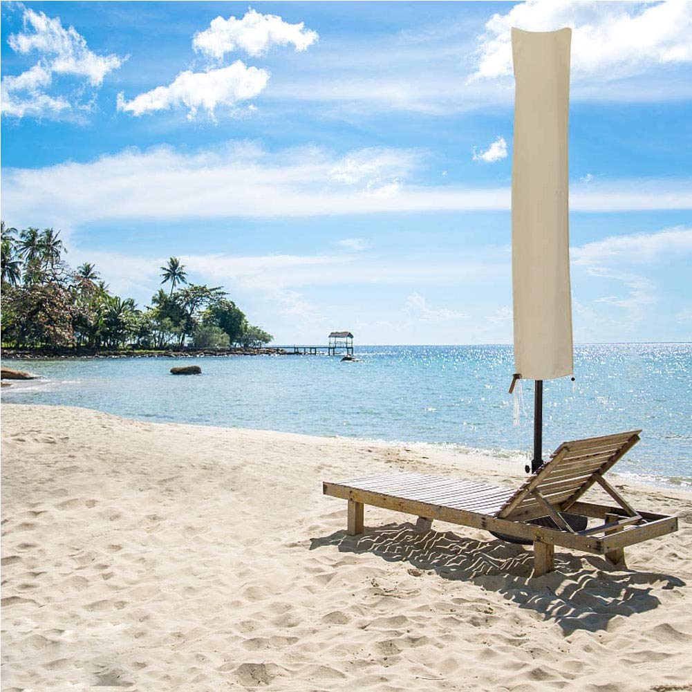 LZQpearl Copertura Ombrellone Impermeabile, Resistente Tessuto Antistrappo Resistente All'ombrello Copertura per Ombrellone A Sbalzo Extra Grande, Impermeabile, Antivento, Anti-UV (Beige,240 * 57CM)