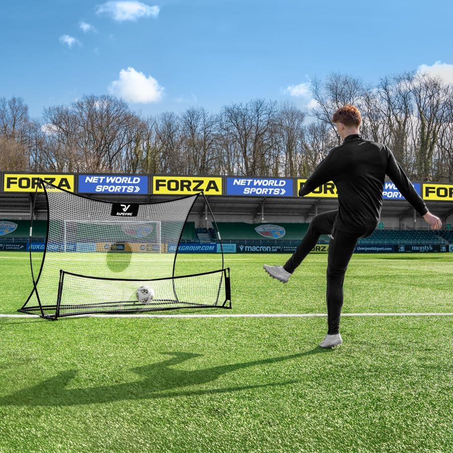RapidFire Flash II Pop-Up Soccer Rebounder 8ft x 5ft – Dual-Sided Football Rebound Net for Passing, Shooting & First Touch Training, Portable Soccer Trainer with Fiberglass Frame & Carry Bag
