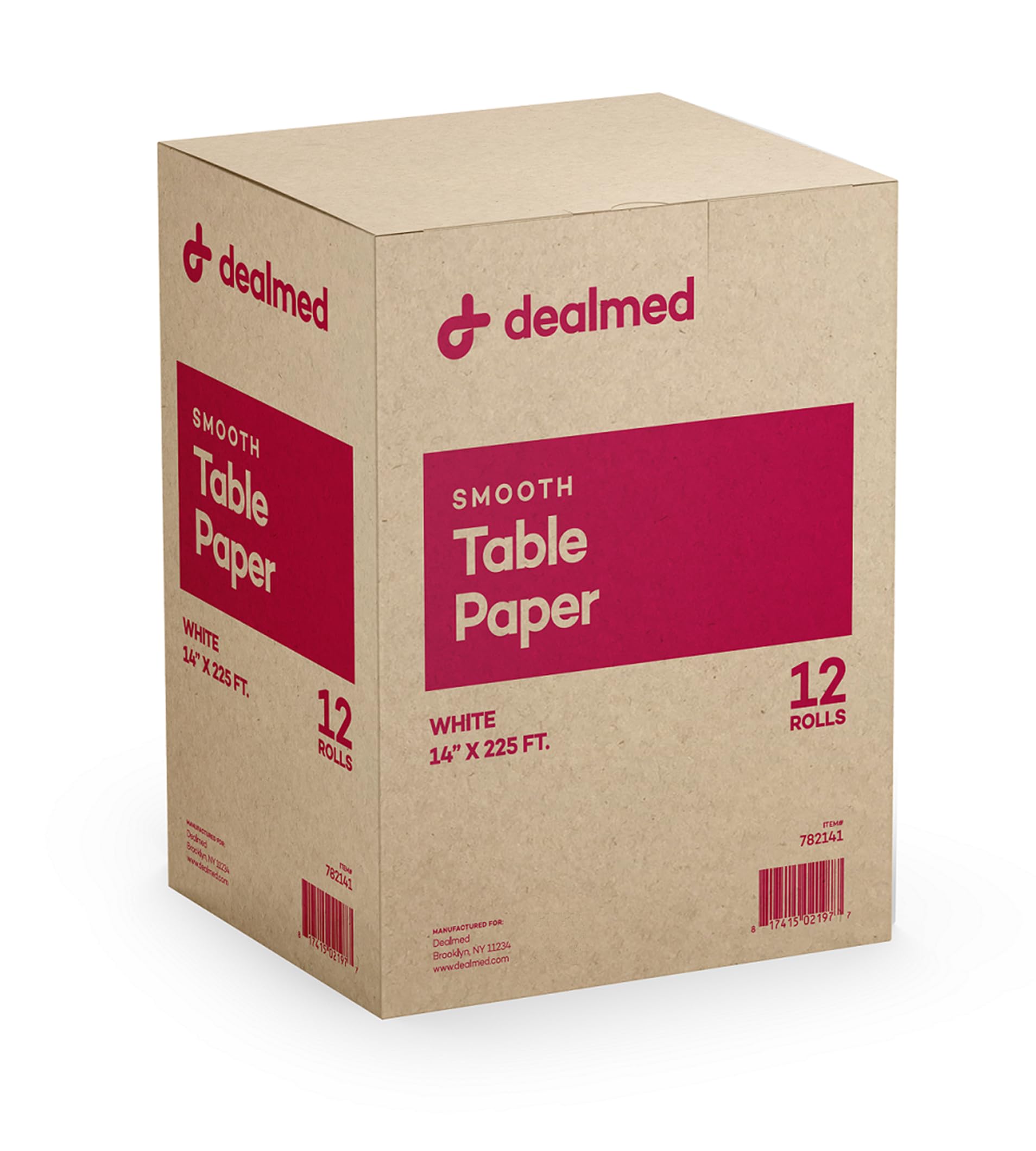 Dealmed Table Paper Exam Cover - 14 in x 225 ft, Smooth White, 12 Rolls