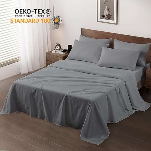 Miniatura 7 de Maple&Stone Paquete de 6 sábanas encimeras tamaño individual, suave y transpirable de alta calidad, tela de microfibra cepillada, no se encoge y no