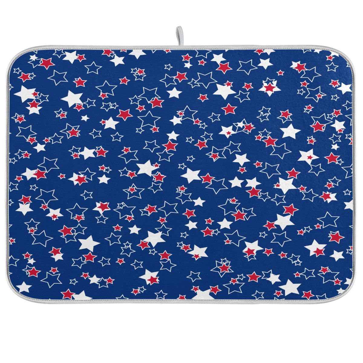 Blue White Stars Dish Drying Mat 16x18 Absorbent Dishes Pad Dish Drainer Mat Protector for Kitchen Fast Dry