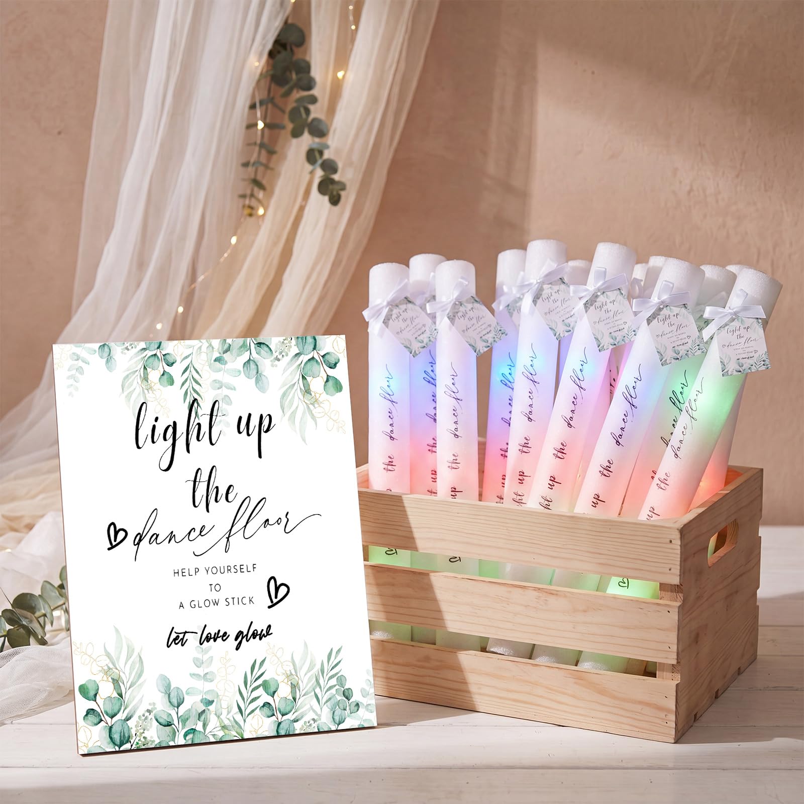 Tujoe 50 bastoncini luminosi per matrimoni, bomboniere per ospiti, ricevimenti, giganti, 40,6 cm, con luci a LED, ideali come regalo per matrimoni e compleanni