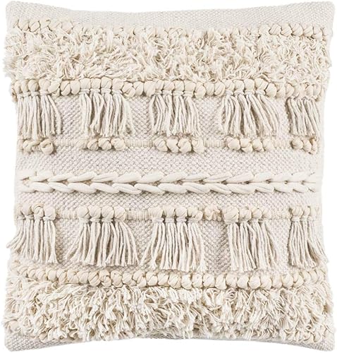 SAFAVIEH Home Collection Loli - Almohada beige (16 x 16 pulgadas)