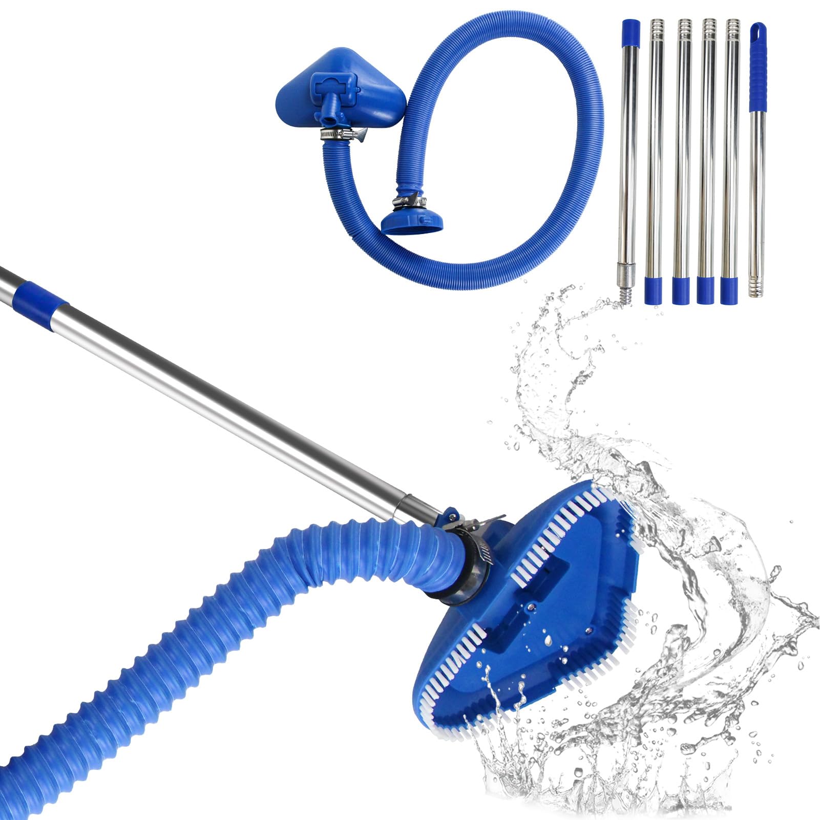 Poolsauger Bodensauger,Pool Sauger mit Schlauch & Teleskopstange,Pool Reinigungsset,Poolreiniger,Poolbürste,Bodenreiniger, Saugbürste,Handstaubsauger,Staubsauger für Swimmingpools,Pool Zubehör (A)