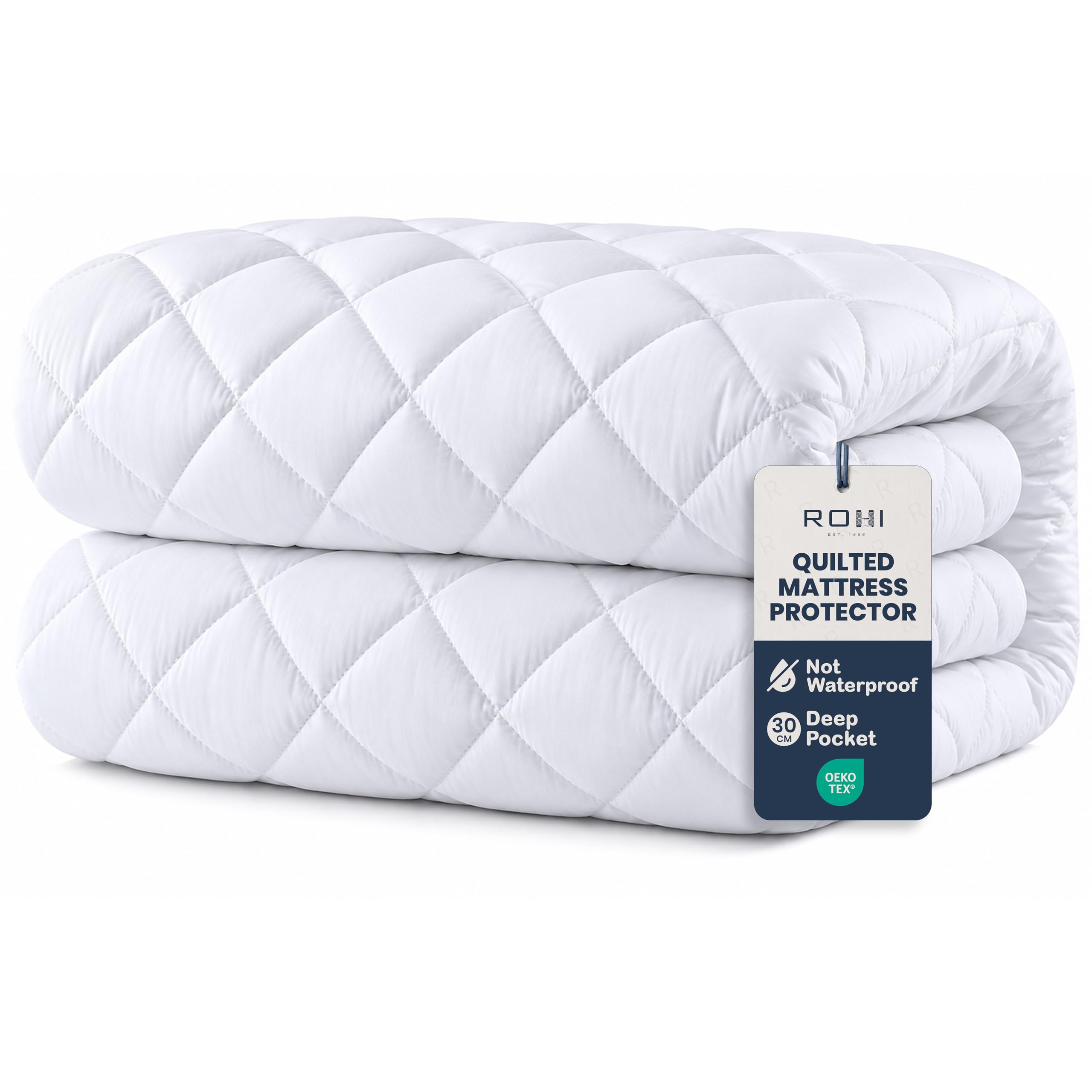Rohi 30cm Fitted Quilted Bunk Bed Mattress Protector 76 x 190cm | Soft Microfibre Mattress Cover | Breathable & Anti Allergy Mattress Protector | 12" Extra Deep Mattress Topper Cover