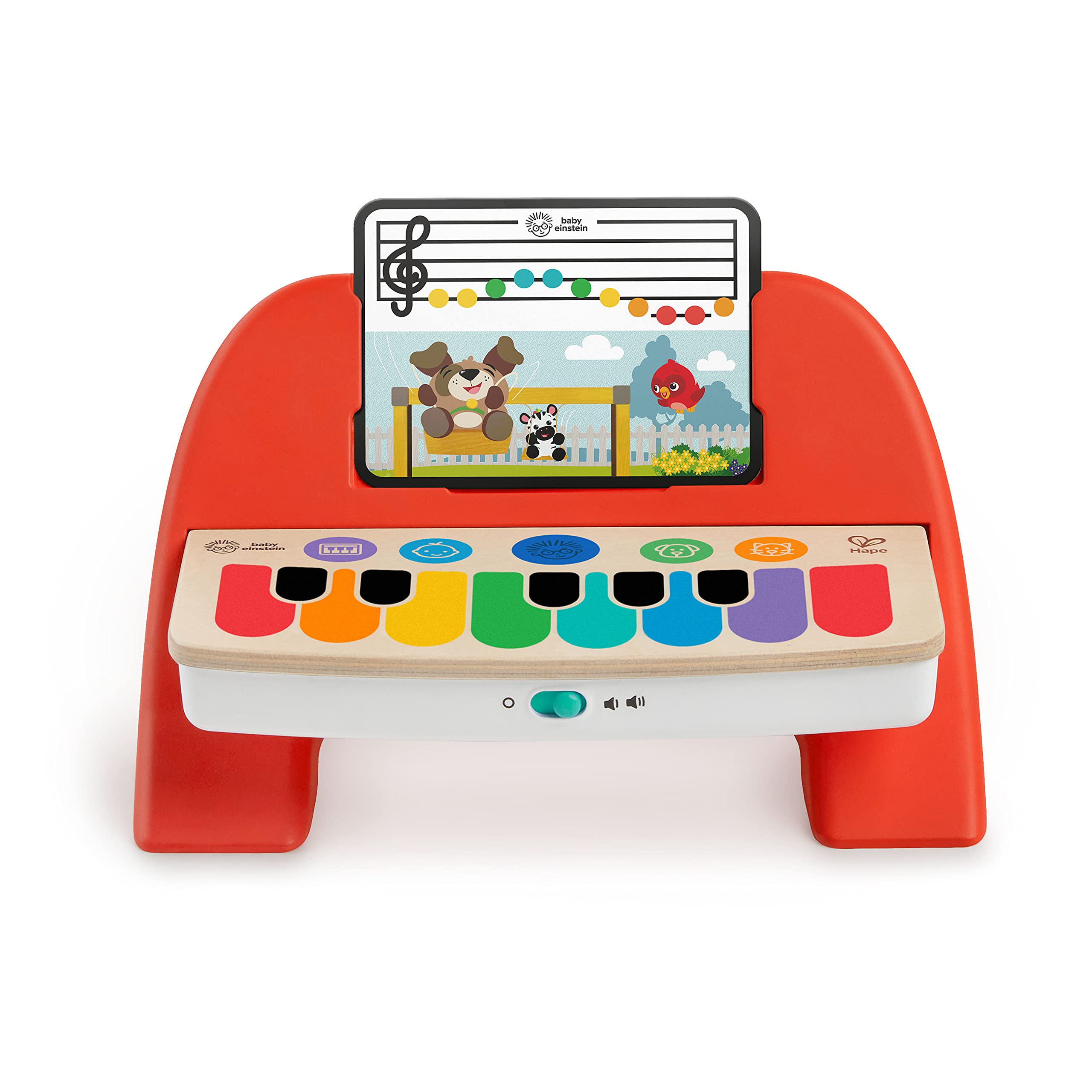 Baby Einstein Hape Cal's First Melodies Magic Touch Piano, Wooden Musical Toy with 3 Sheets, 6 Melodies, 6+ Months