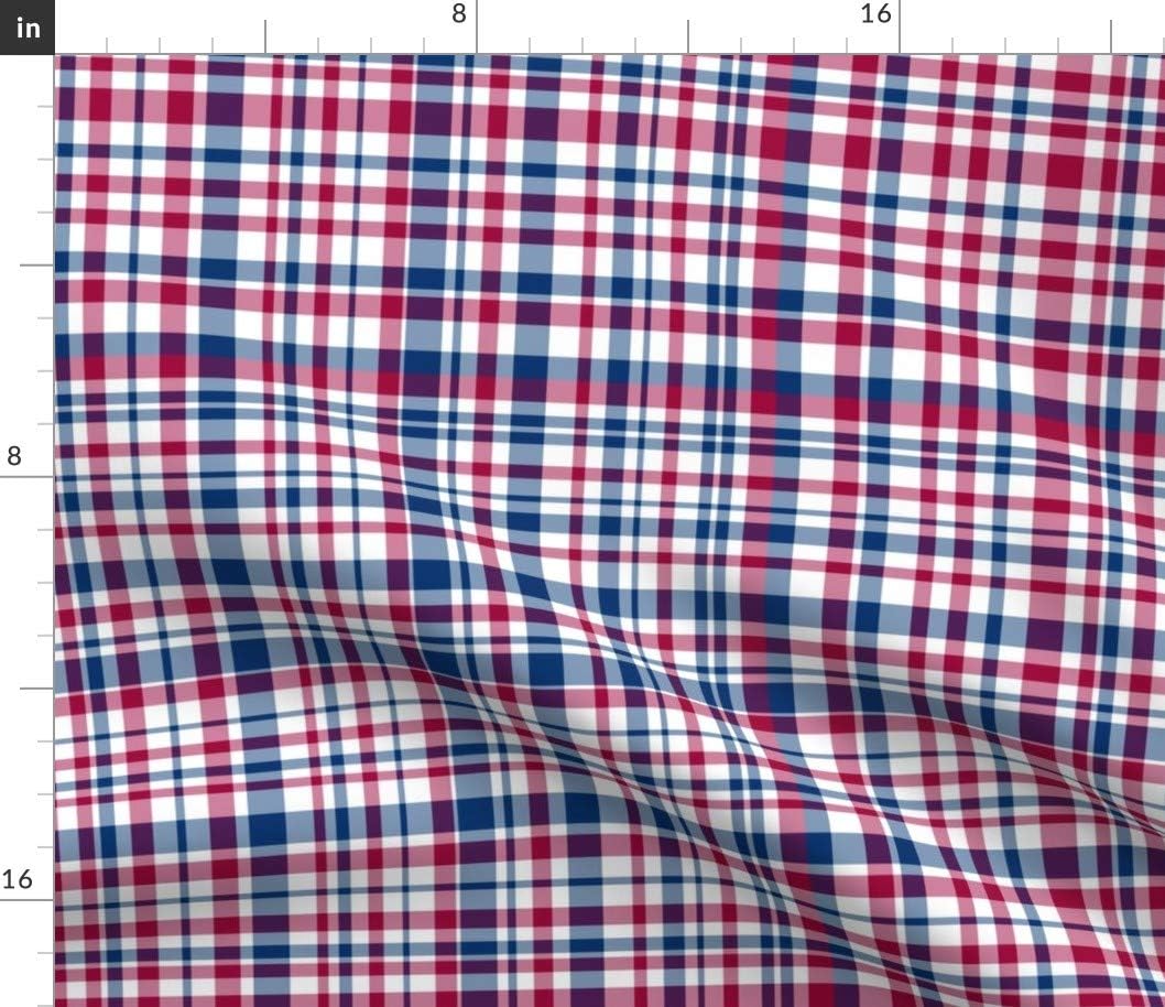 Spoonflower Fabric - Red White Blue Plaid Pattern 4Th of July Patriotic Gingham Checked Printed on Petal Signature Cotton Fabric Fat Quarter - Sewing Quilting Apparel Crafts Decor