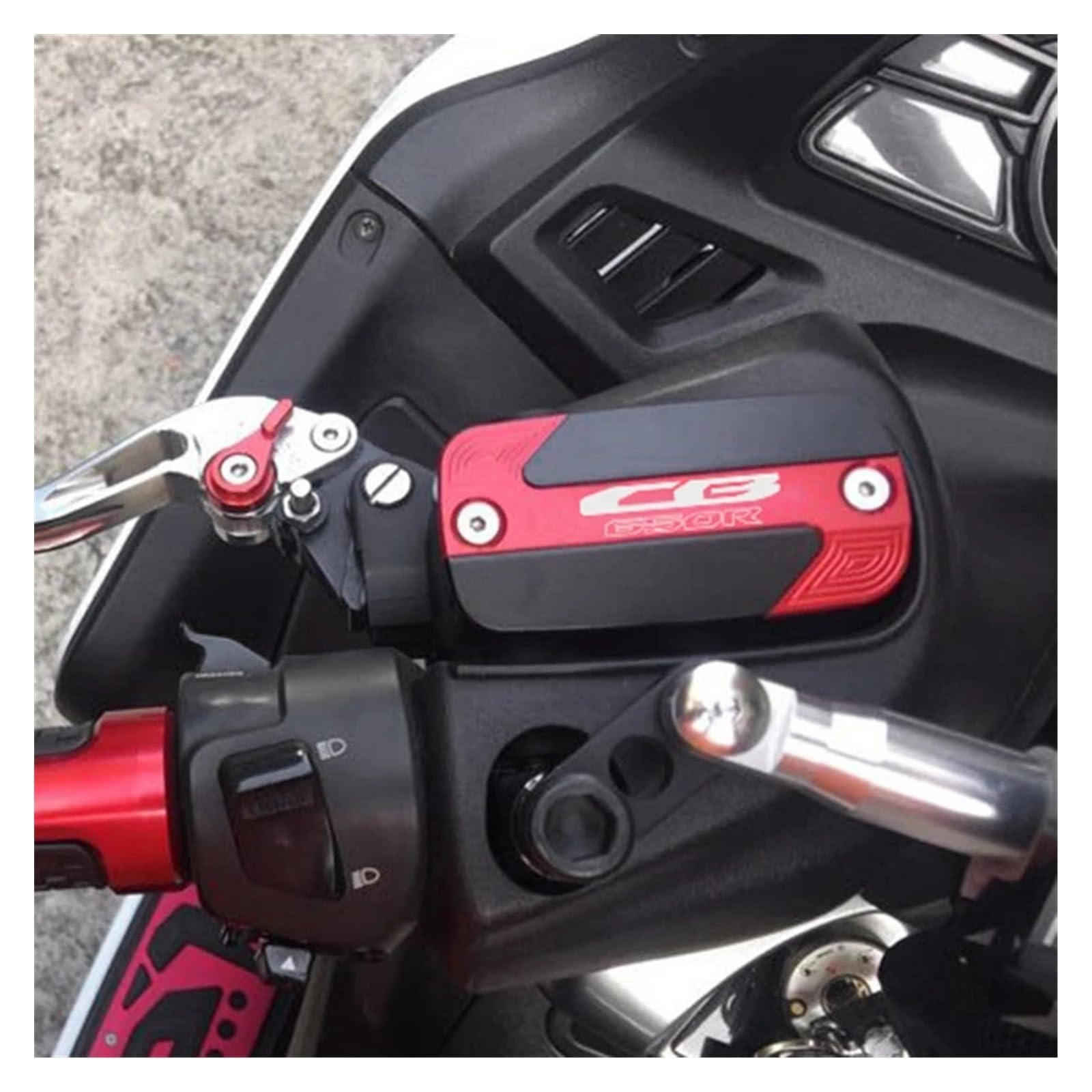 Le Couvercle du réservoir de Frein Avant des pièces de Moto est Compatible avec CB650R / CBR650R 2019-2024(CB650R Red)
