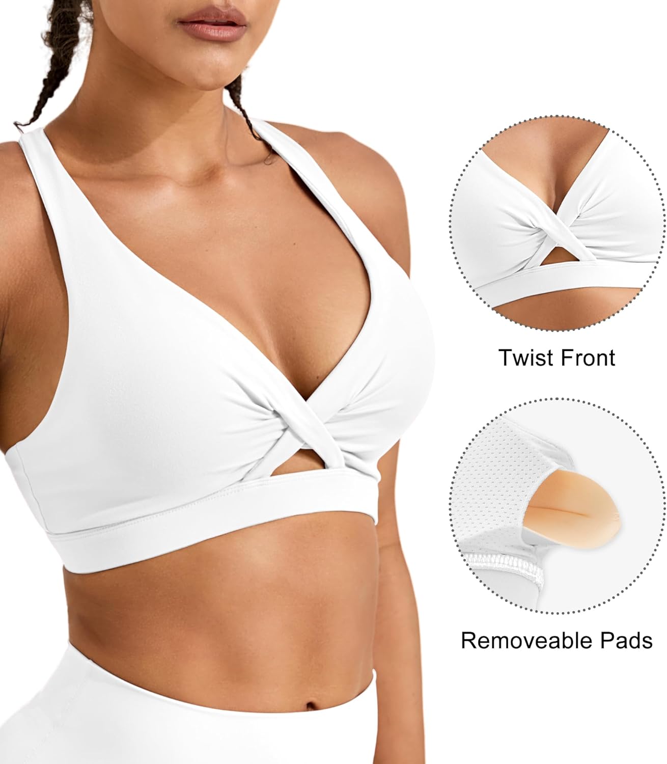 Sports Bras for Women Push Up Medium Impact Racerback Workout Yoga Bra Womens Deep V Padded Sports Bra with Support Gym Tops - Image 6