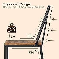 Vista 5 de Dining Chairs Set of 4, Wooden Kitchen Chairs, Farmhouse Dining Chairs with Back Support, for Living Room, Kitchen, Rustic Brown and Black CY01L4BRN1