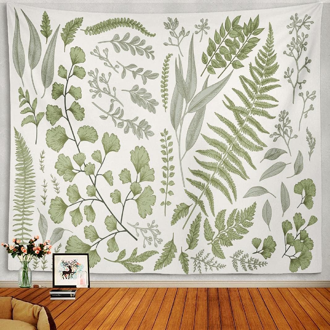 Kayel Botanical Polyester Fabric Tapestry Floral with Green White Spring Wall Hanging Tapestry,Daily Decorative Tapestry for Bedroom Living Room Dorm 60L x 80W Inches,Green Eucalyptus : Home & Kitchen