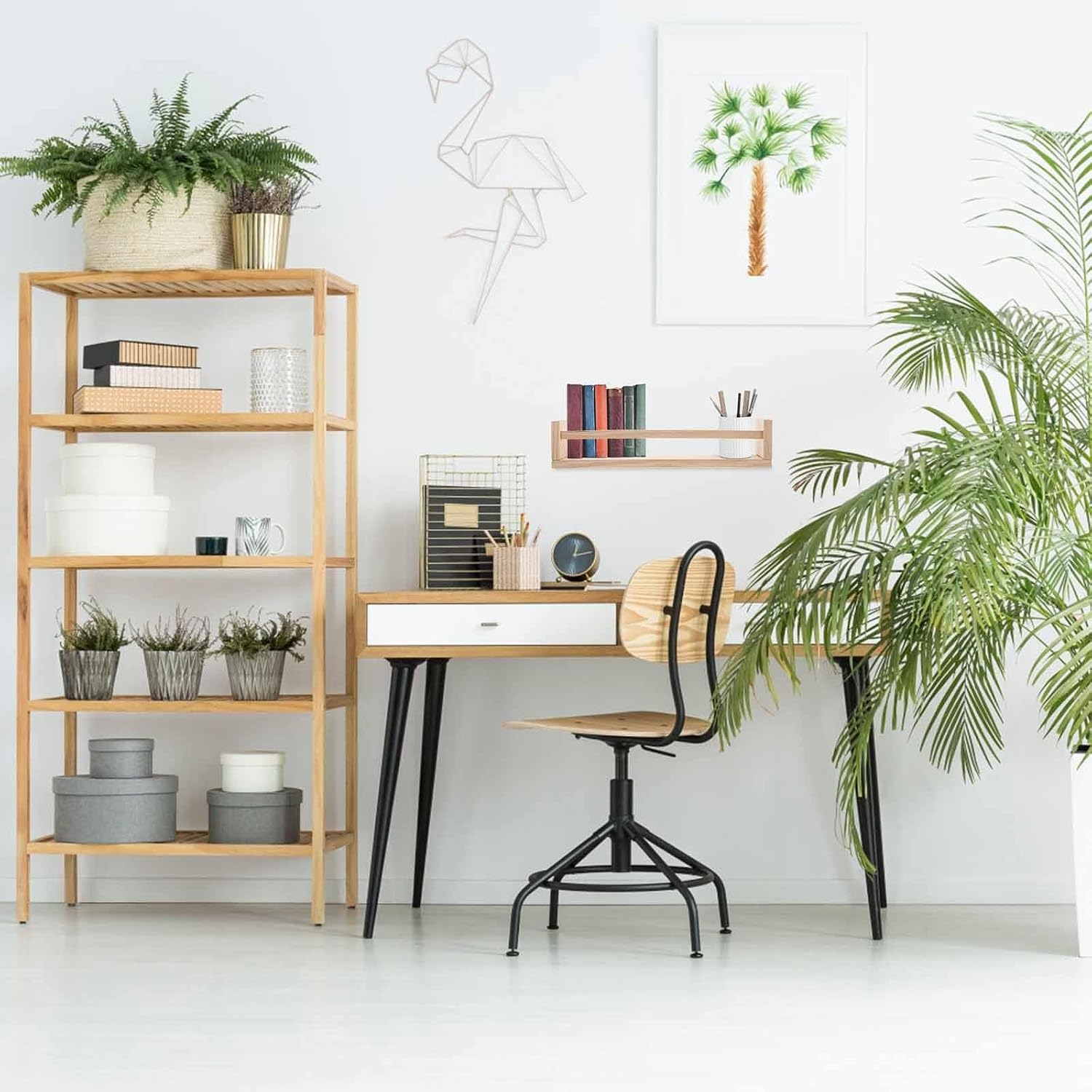 GANAZONO Wooden Wall Shelf Floating Multi-Function Wall-Mounted Stand Household Wall Rack for Living Room Home Décor Storage Organizer