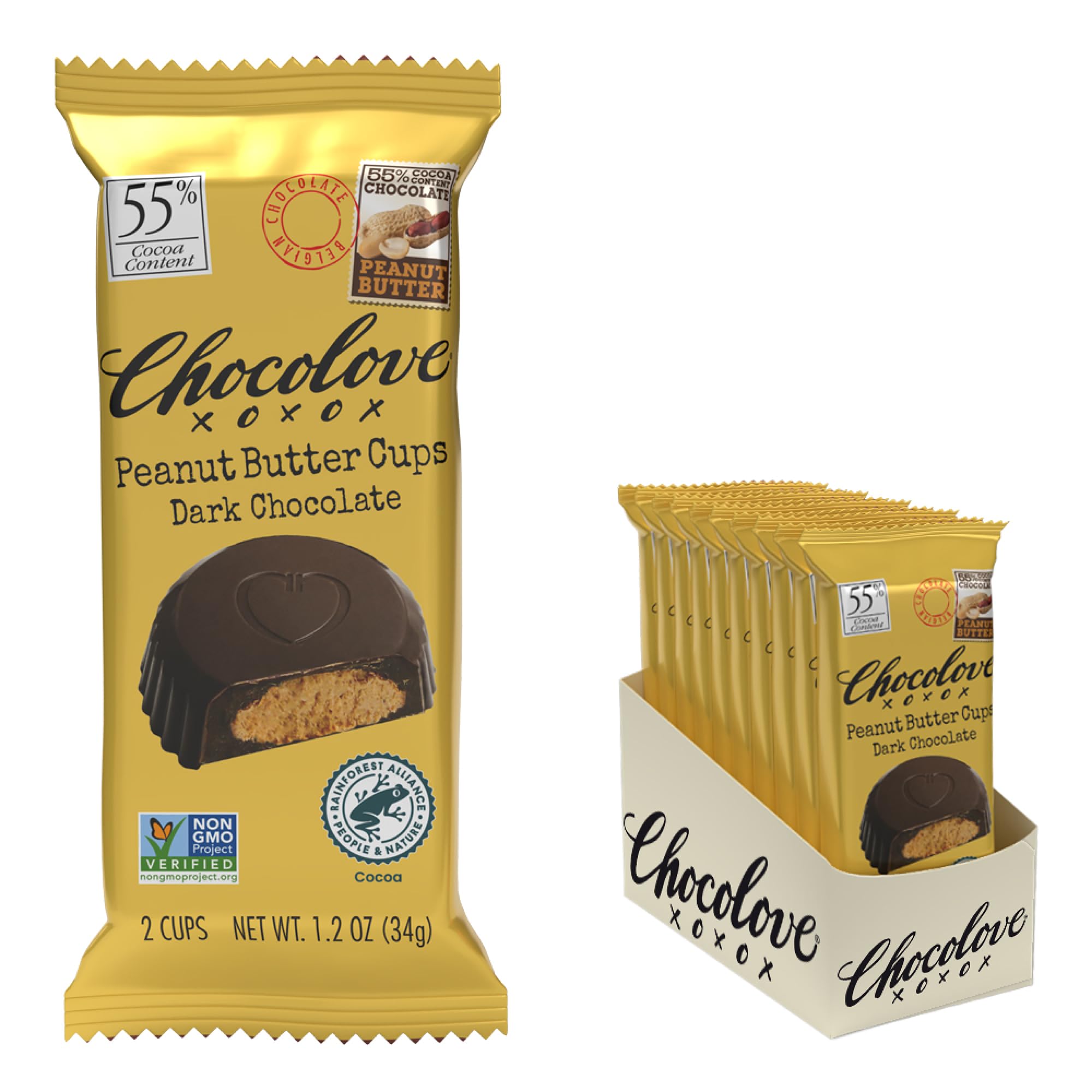 Amazon.com: Chocolove Peanut Butter Cups in Dark Chocolate | 55