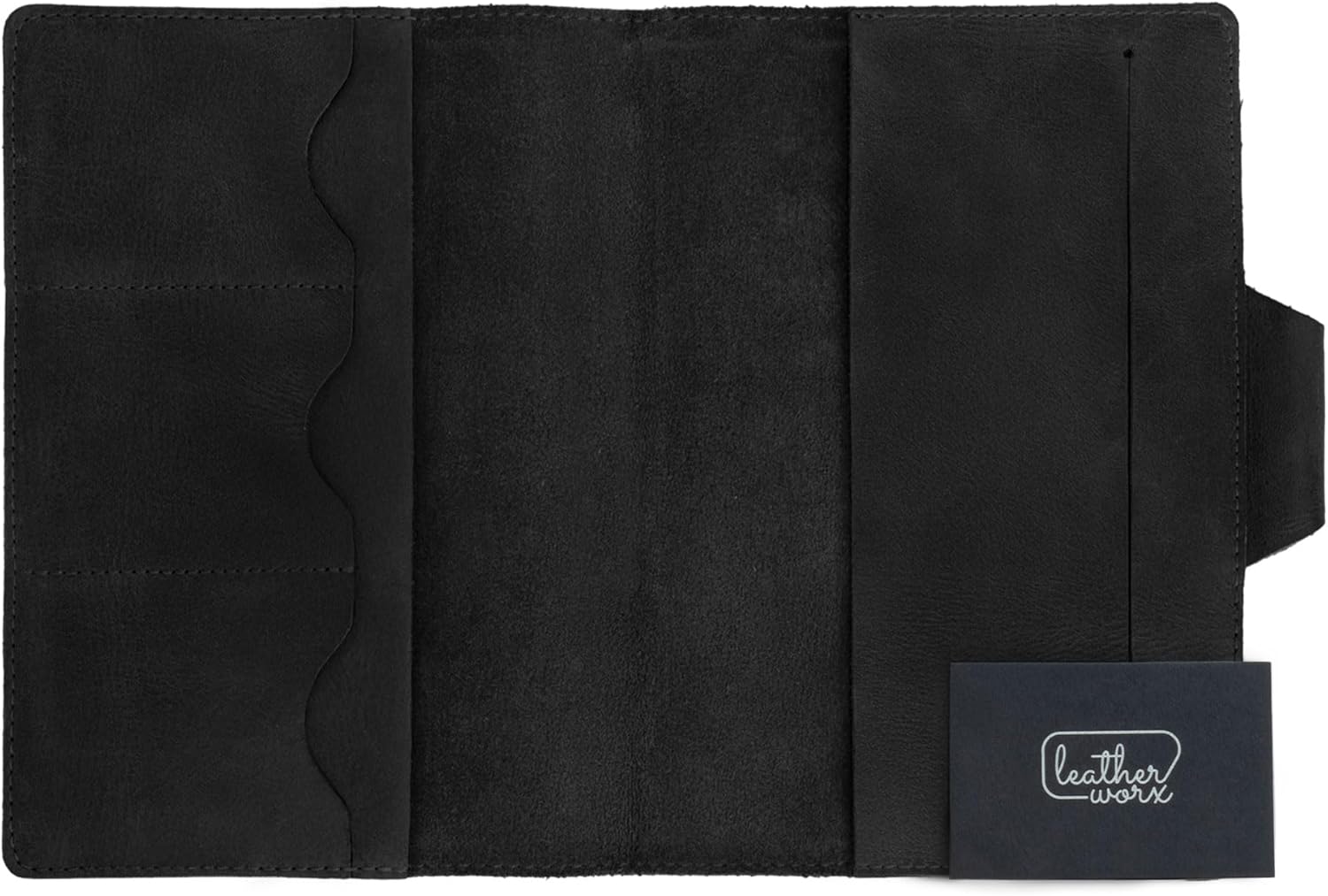 Leather Worx, Rustic Cover for Leuchtturm A5 Notebook with Card Slots (Notebook Not Included) for Storing Journal, Minimalist Style, Full Grain Leather, Handmade (Charcoal Black)