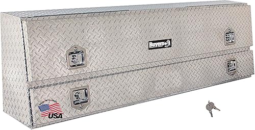 Miniatura 10 de Buyers Products 1705640 - Caja de camionero de aluminio plateado con rosca de diamante para camiones con pestillo de mango en T con candado y un